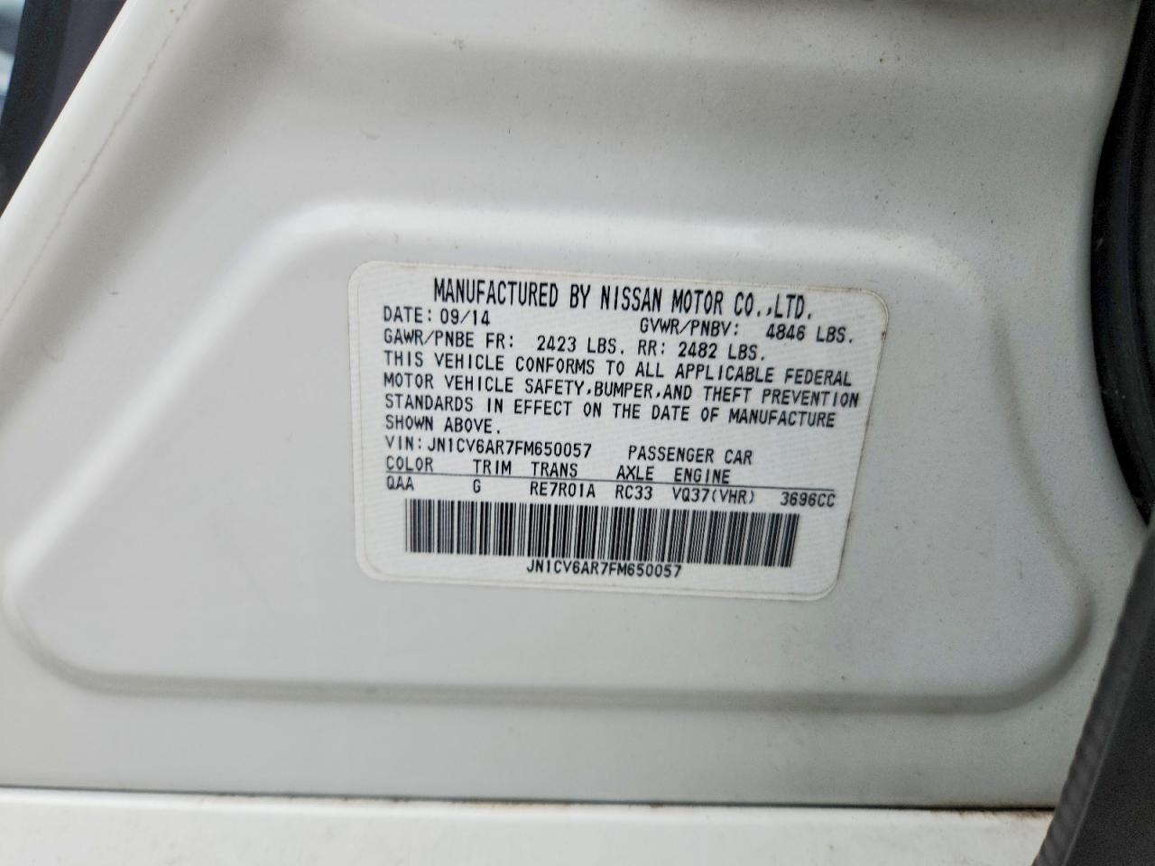 2015 Infiniti Q40 Base White vin: JN1CV6AR7FM650057
