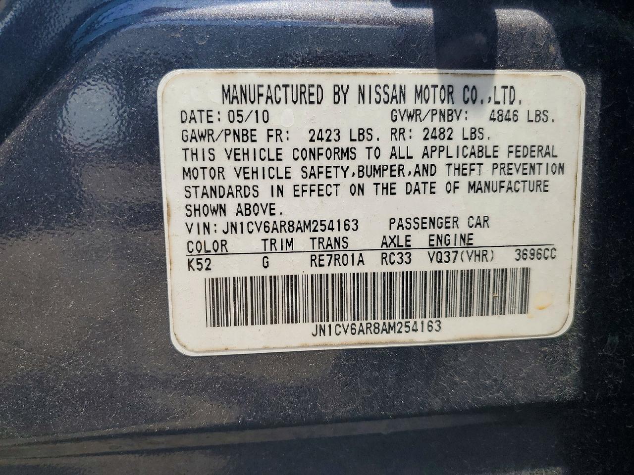 2010 Infiniti G37 Синий vin: JN1CV6AR8AM254163