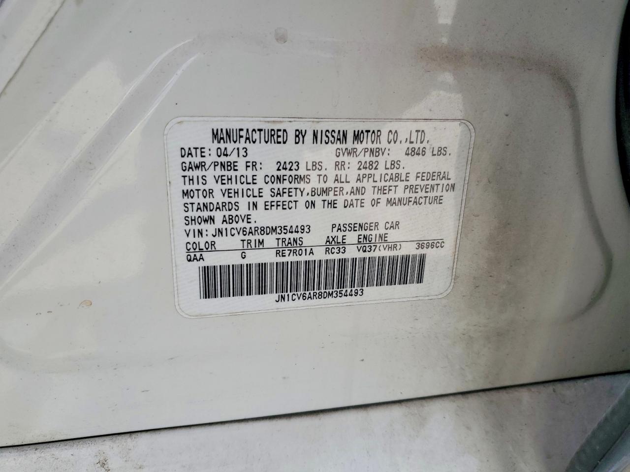 2013 Infiniti G37 Sedan X White vin: JN1CV6AR8DM354493