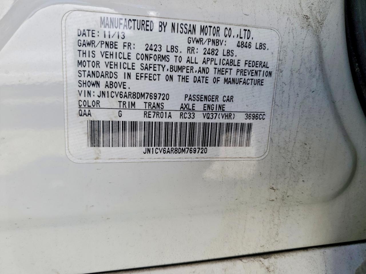 2013 Infiniti G37 Sedan X White vin: JN1CV6AR8DM769720