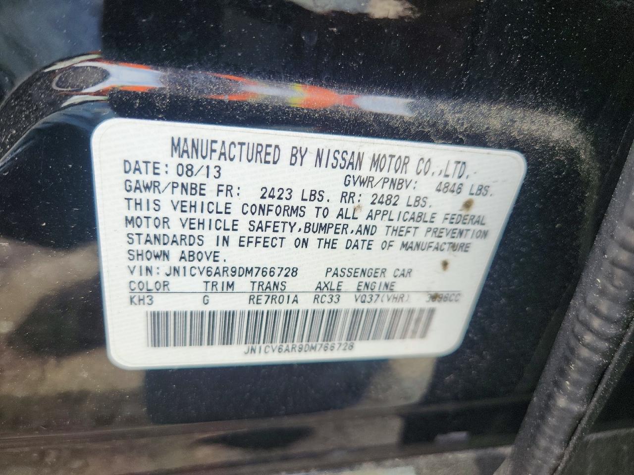 2013 Infiniti G37 Sedan X Black vin: JN1CV6AR9DM766728