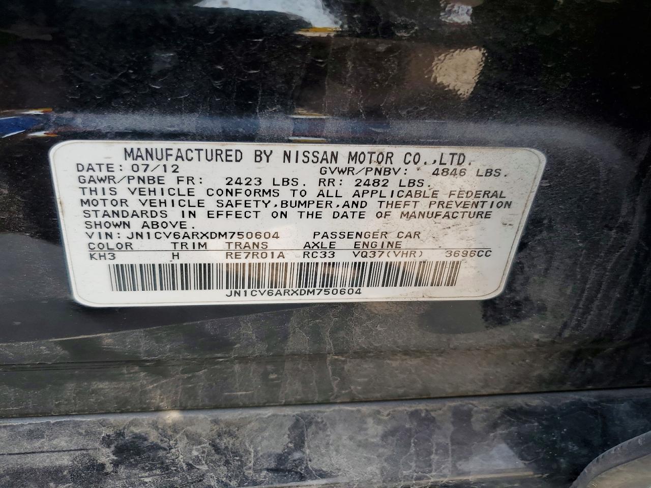 2013 Infiniti G37 Sedan X Черный vin: JN1CV6ARXDM750604