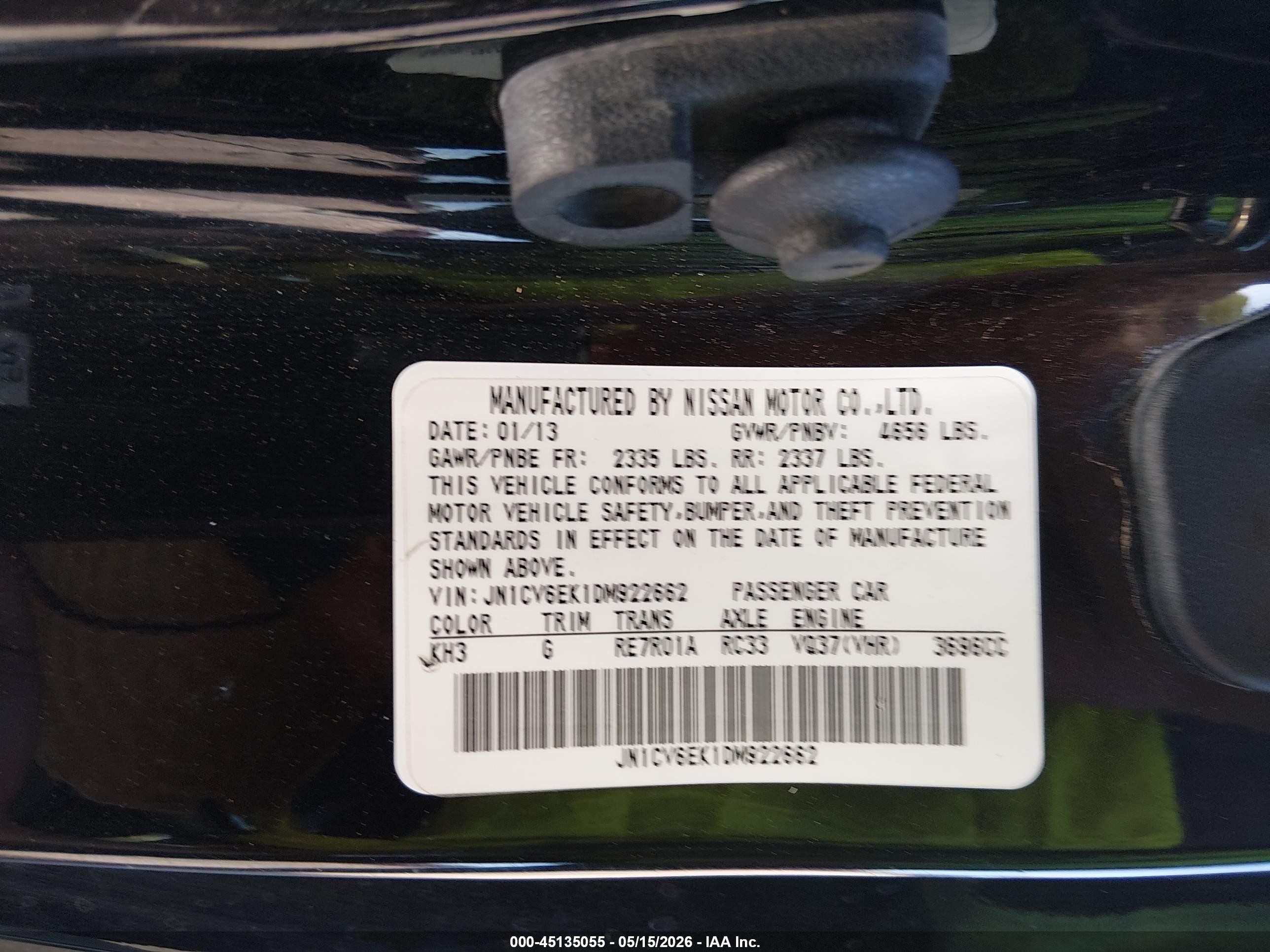 2013 Infiniti G37 Journey Черный vin: JN1CV6EK1DM922662