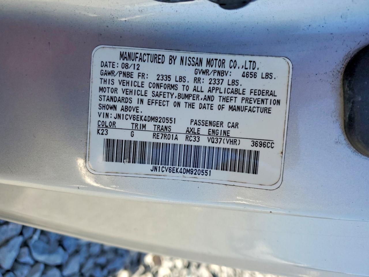 2013 Infiniti G37 Coupe Journey Silver vin: JN1CV6EK4DM920551