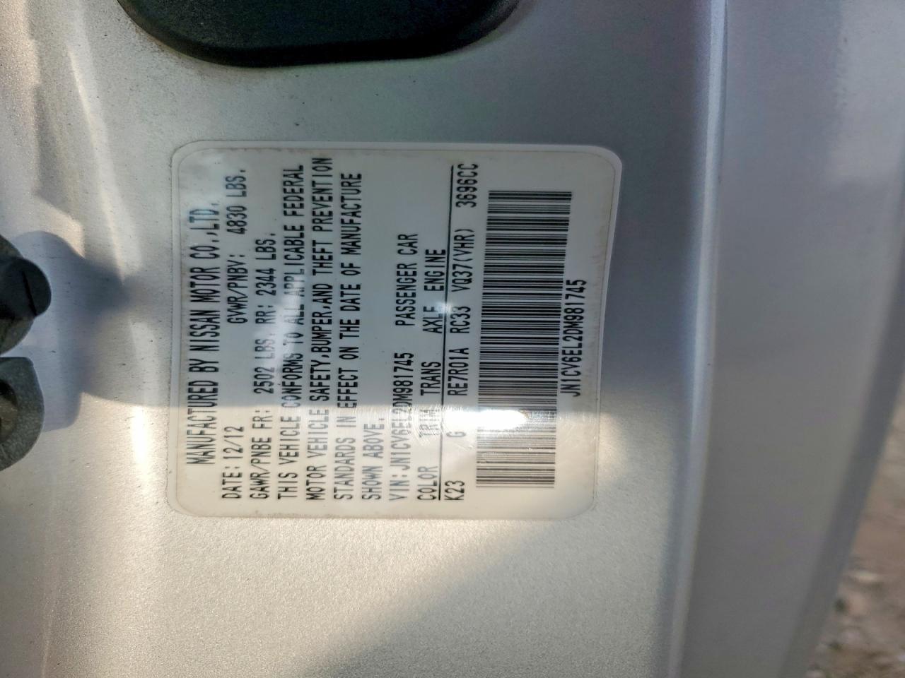 2013 Infiniti G37 Coupe X Серебряный vin: JN1CV6EL2DM981745