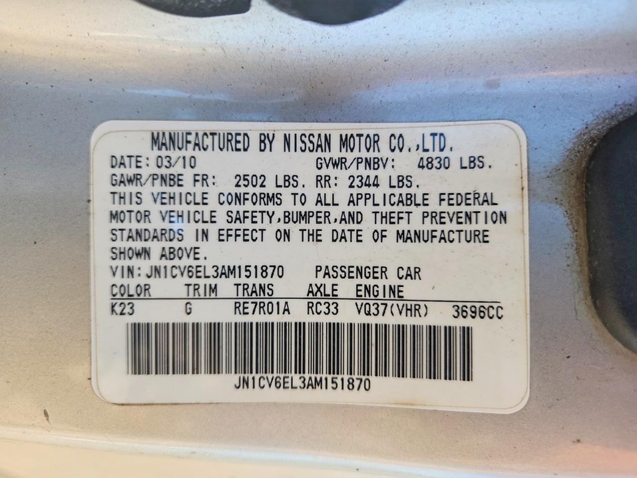 2010 Infiniti G37 Coupe X Silver vin: JN1CV6EL3AM151870