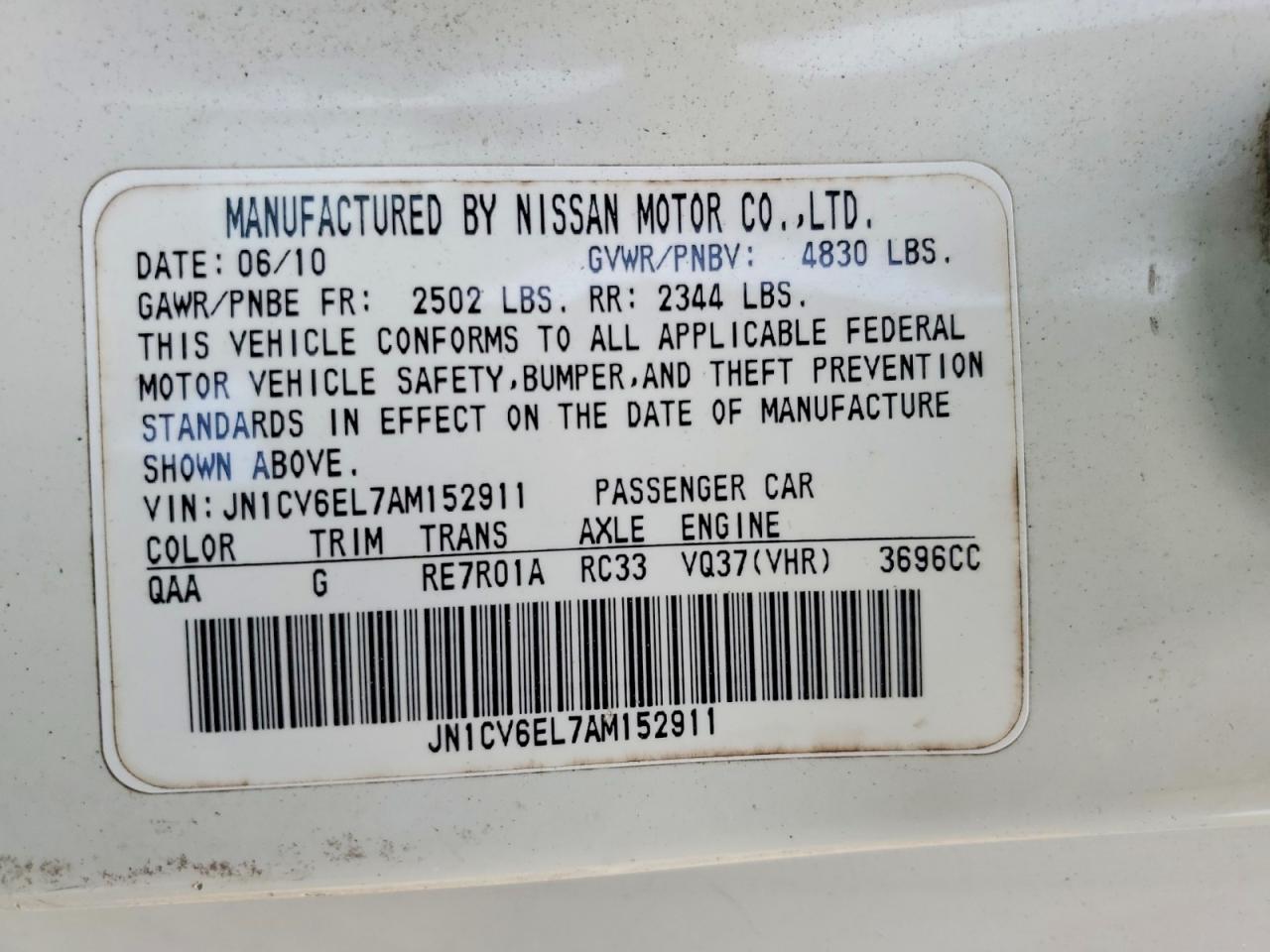 2010 Infiniti G37 Coupe X White vin: JN1CV6EL7AM152911