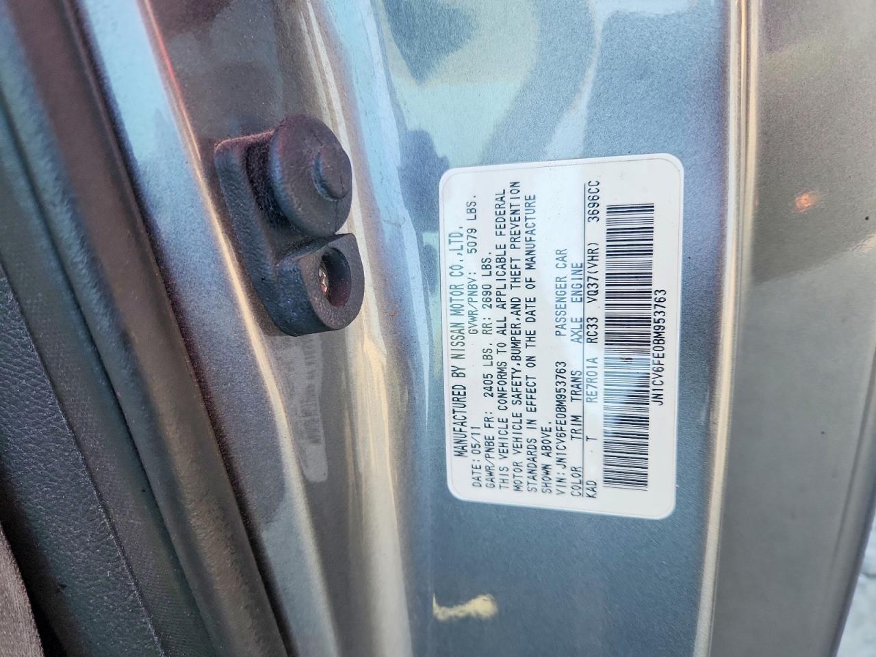 2011 Infiniti G37 Convertible Base Silver vin: JN1CV6FE0BM953763