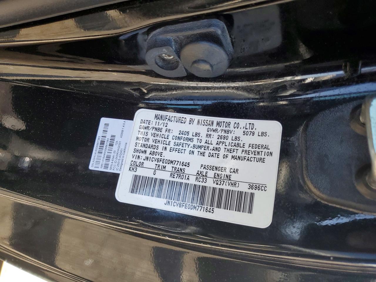 2013 Infiniti G37 Sport/ipl Black vin: JN1CV6FE0DM771645