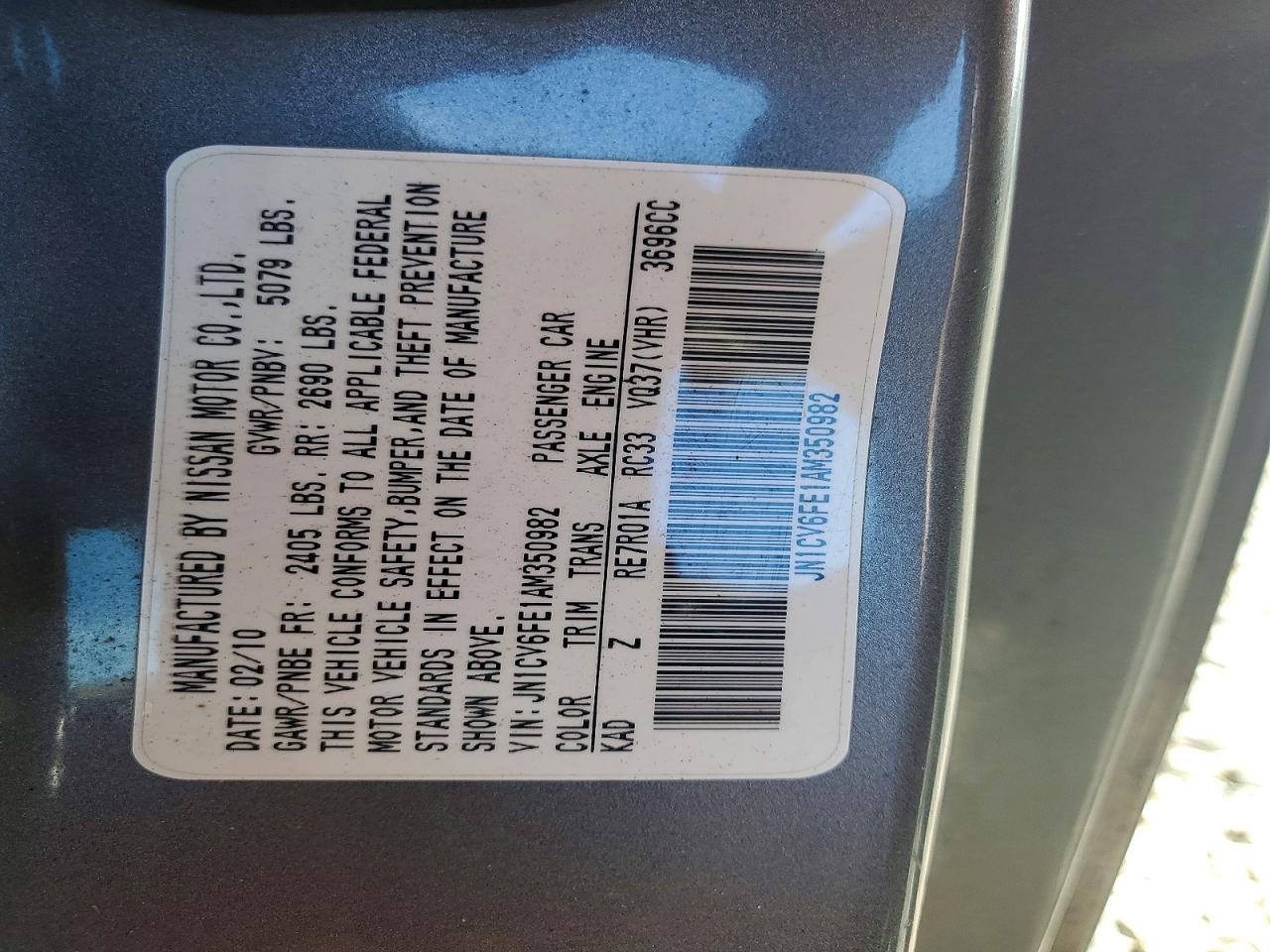 2010 Infiniti G37 Convertible Base Gray vin: JN1CV6FE1AM350982