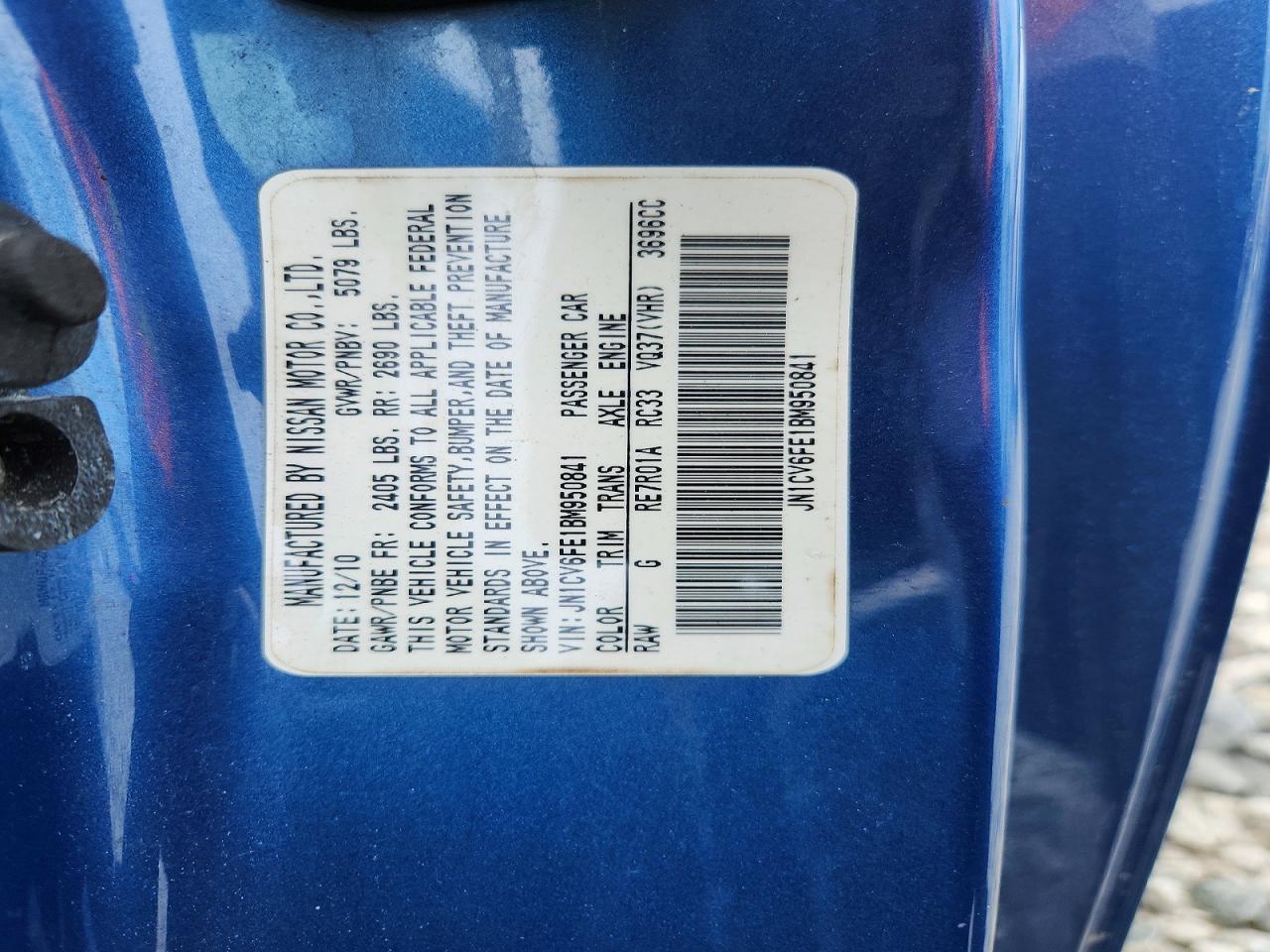 2011 Infiniti G37 Convertible Base Blue vin: JN1CV6FE1BM950841