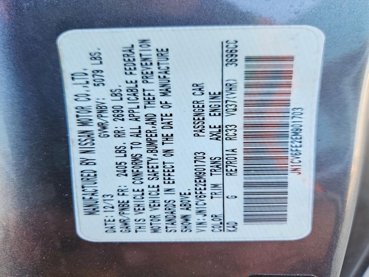 2014 Infiniti Q60 Convertible Base Gray vin: JN1CV6FE2EM901703