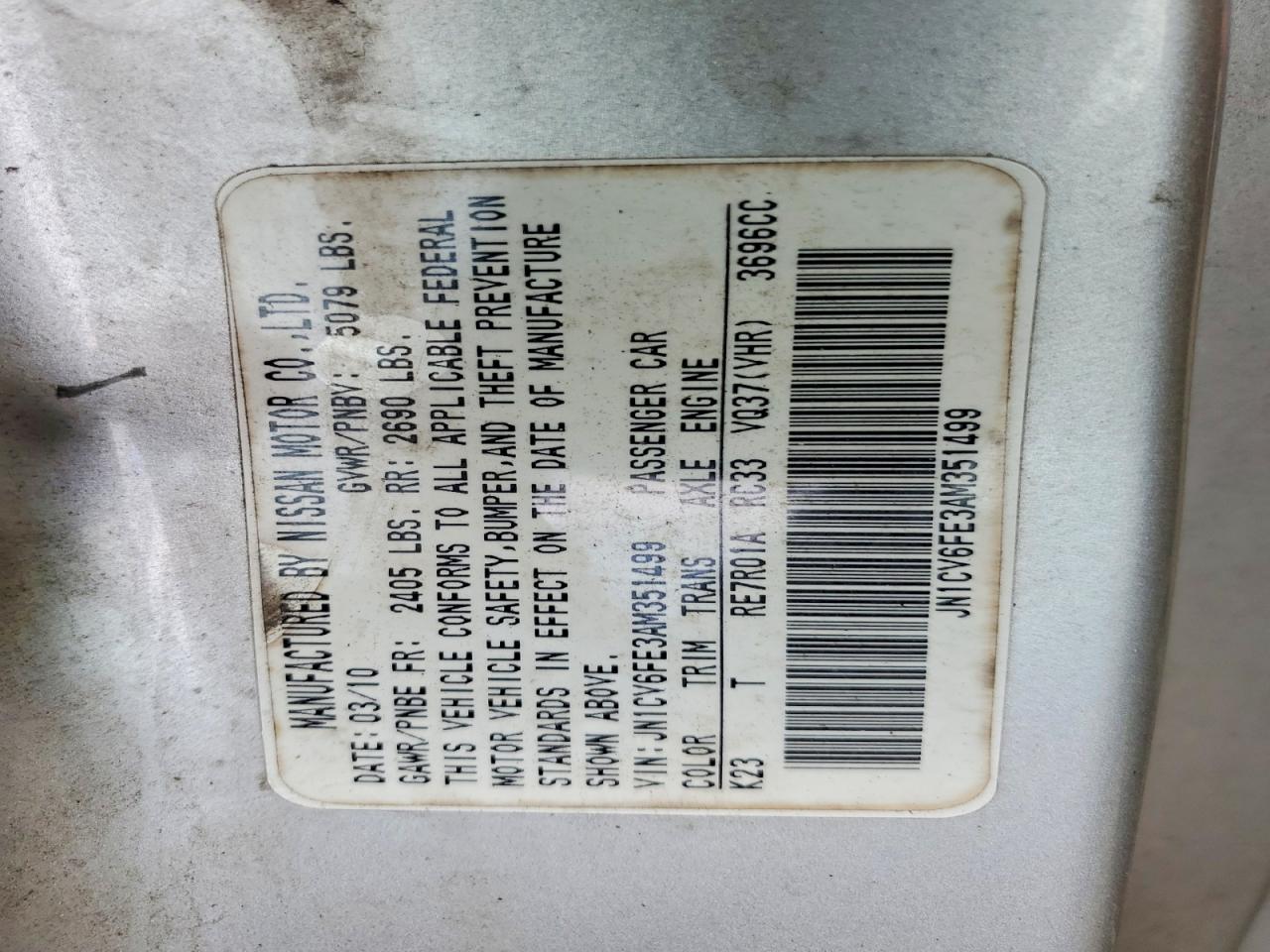 2010 Infiniti G37 Convertible Base Silver vin: JN1CV6FE3AM351499