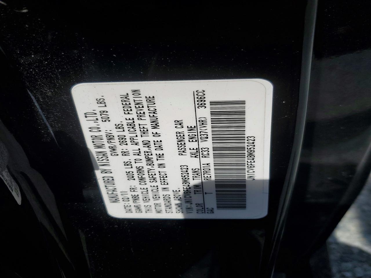 2011 Infiniti G37 Convertible Base Black vin: JN1CV6FE4BM952423