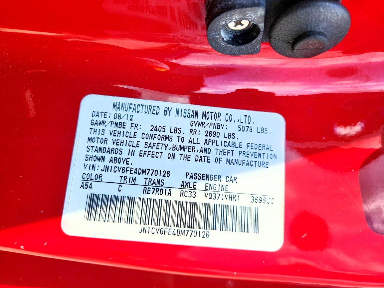 2013 Infiniti G37 Convertible Base Red vin: JN1CV6FE4DM770126
