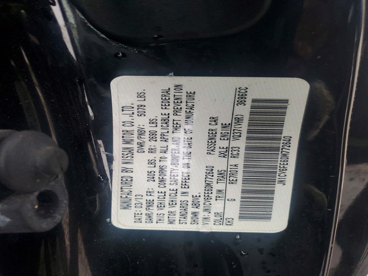 2013 Infiniti G37 Convertible Base Black vin: JN1CV6FE6DM772640