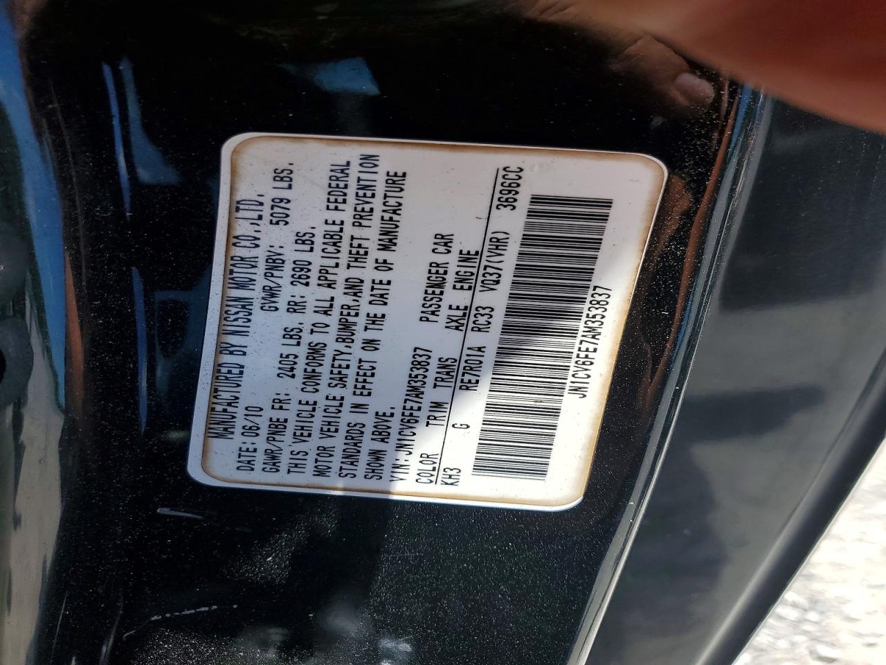 2010 Infiniti G37 Convertible Base Black vin: JN1CV6FE7AM353837