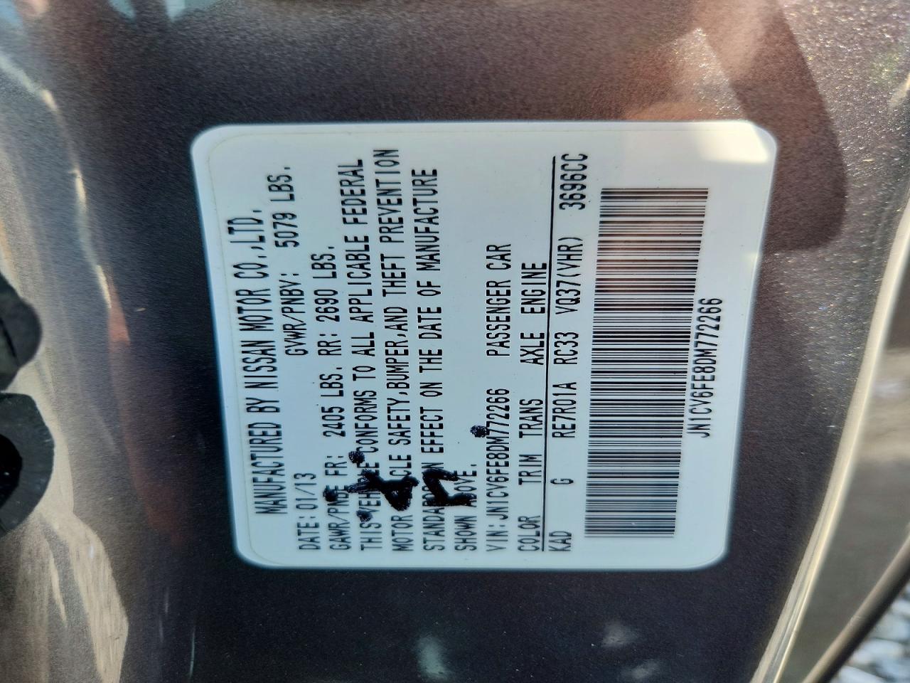 2013 Infiniti G37 Sport/ipl Gray vin: JN1CV6FE8DM772266