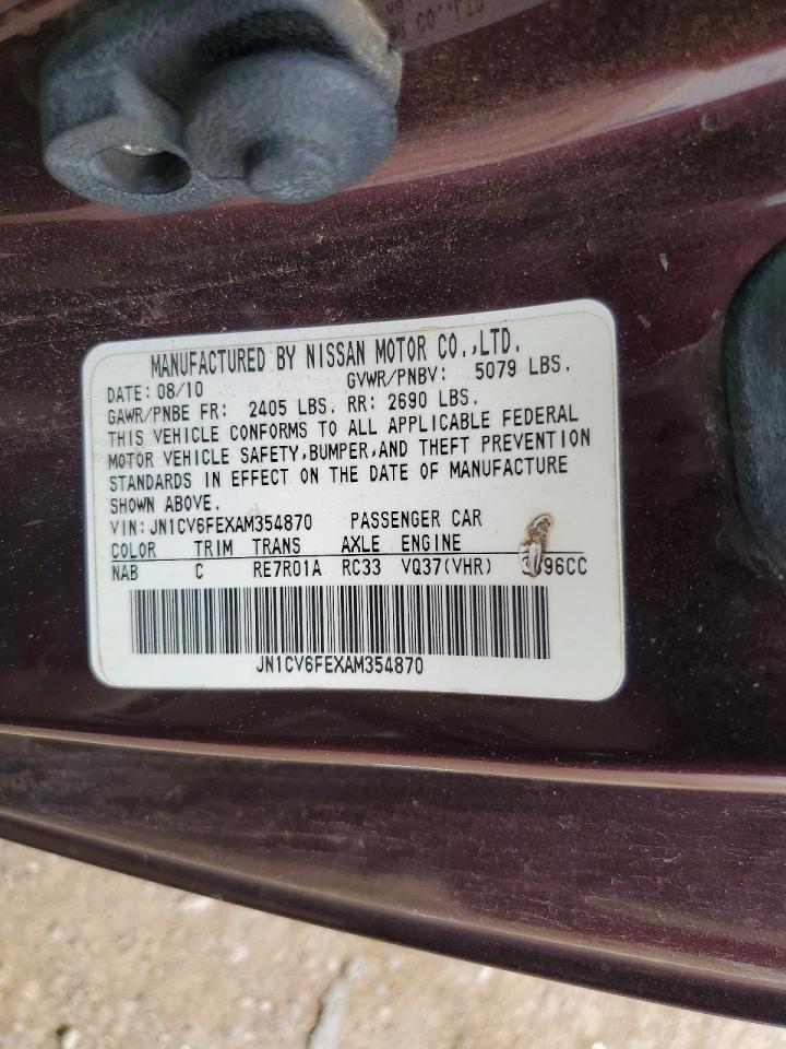 2010 Infiniti G37 Convertible Base Burgundy vin: JN1CV6FEXAM354870