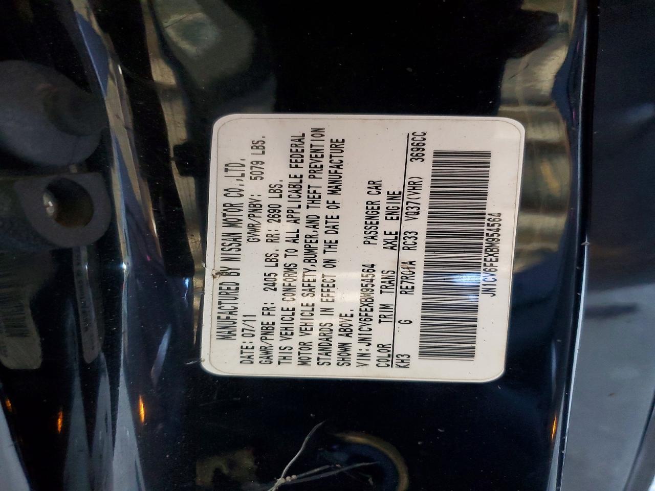 2011 Infiniti G37 Convertible Base Black vin: JN1CV6FEXBM954564
