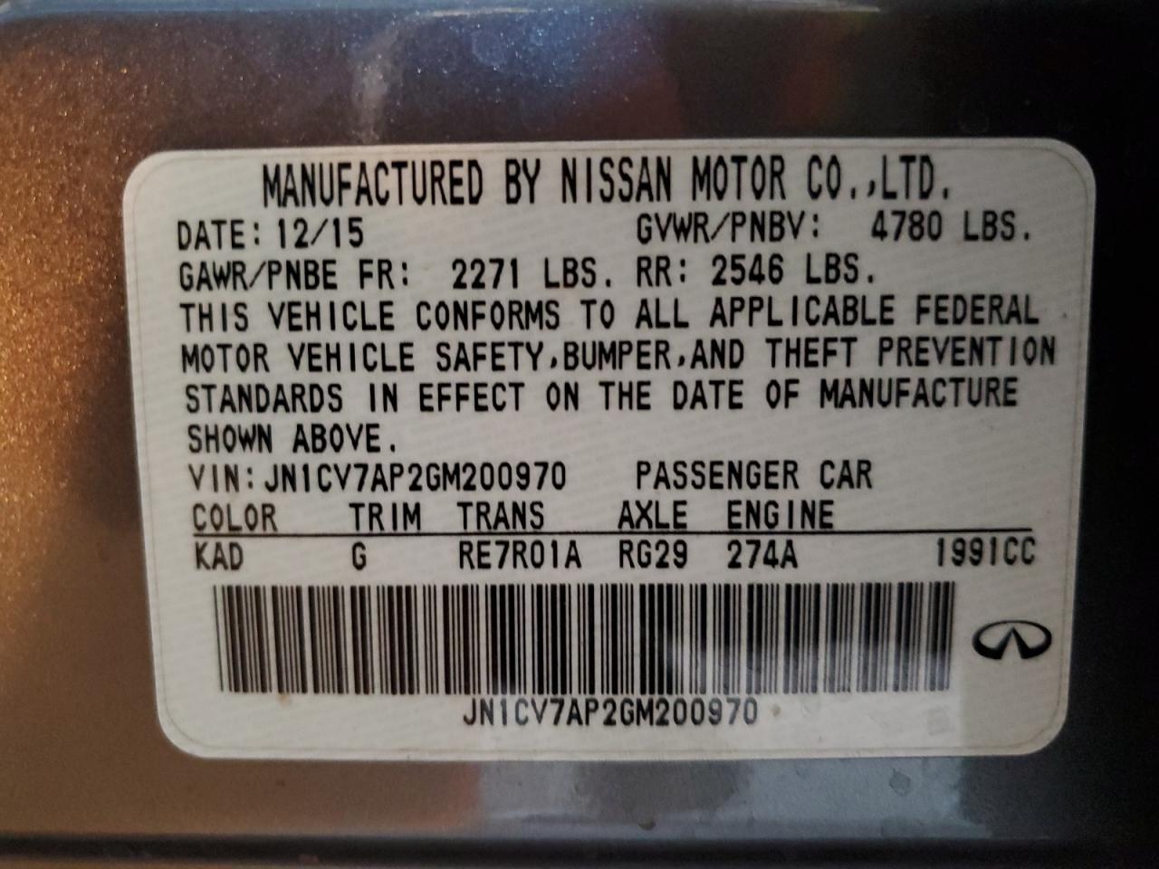 2016 Infiniti Q50 Base Gray vin: JN1CV7AP2GM200970