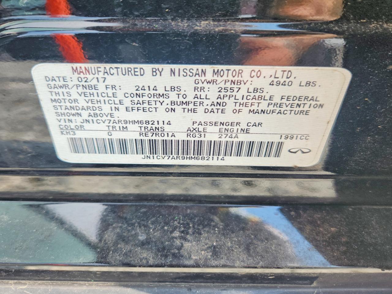 2017 Infiniti Q50 2.0t Black vin: JN1CV7AR9HM682114