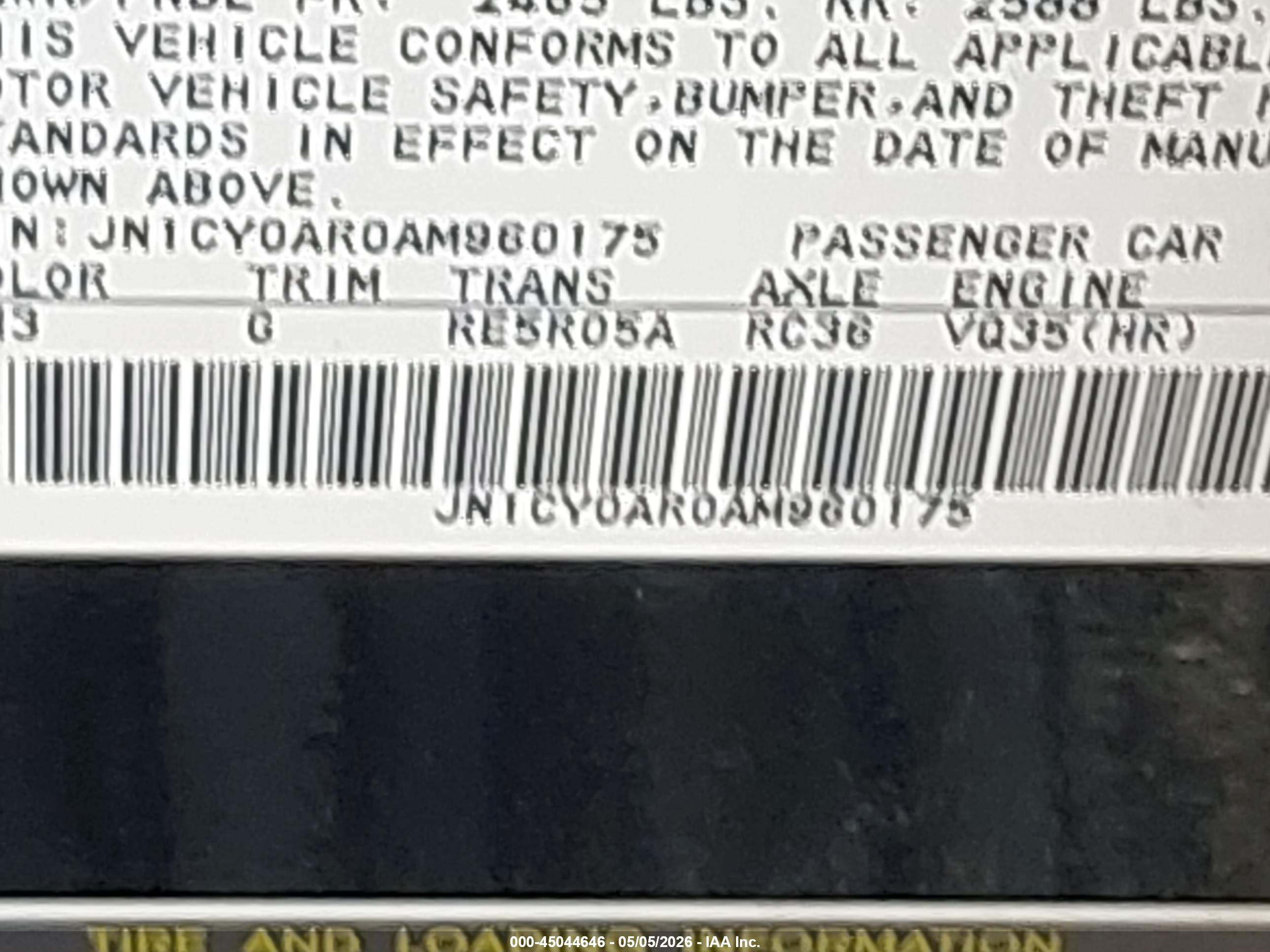 2010 Infiniti M35x   Black vin: JN1CY0AR0AM960175