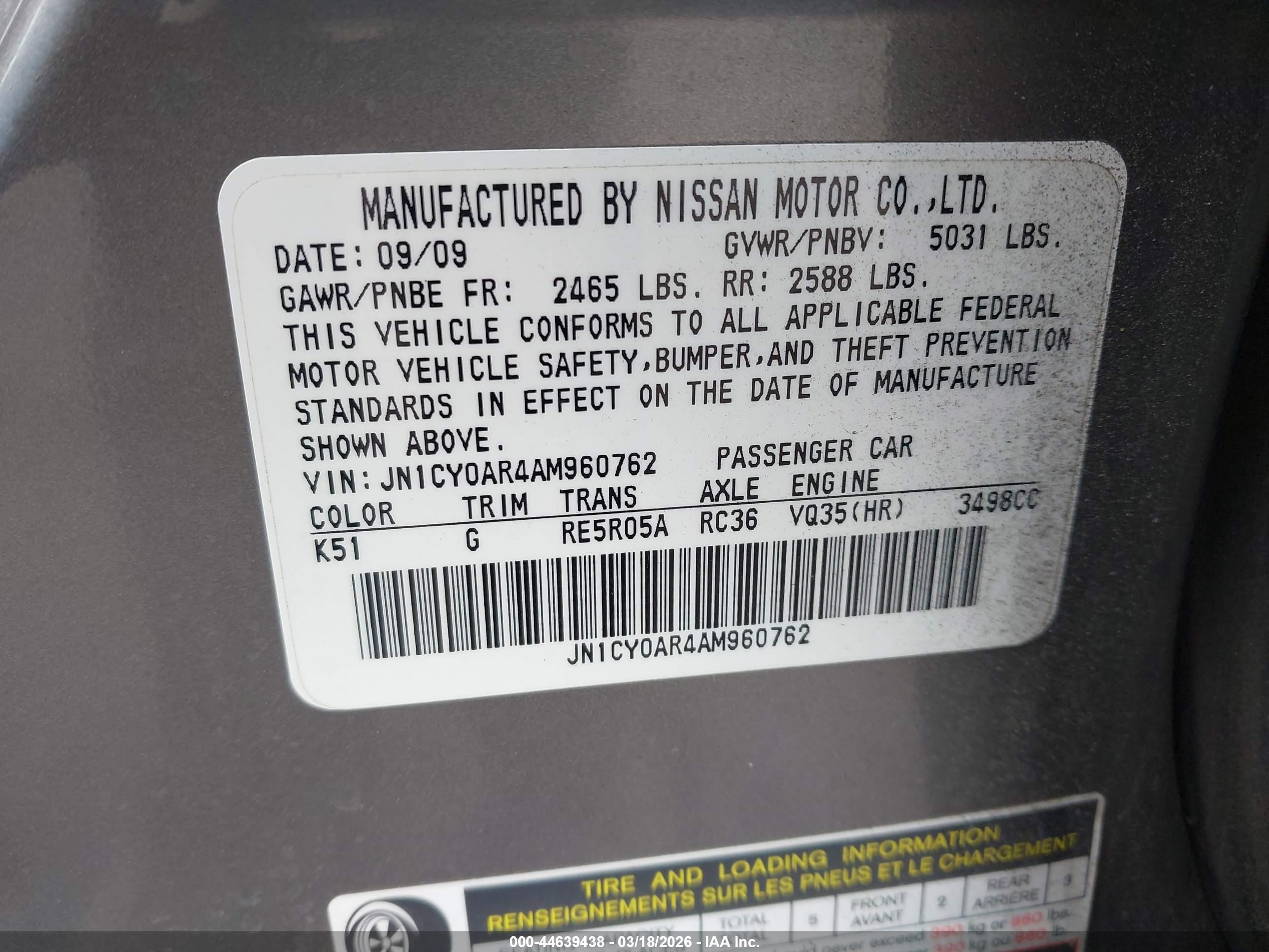 2010 Infiniti M35x   Gray vin: JN1CY0AR4AM960762