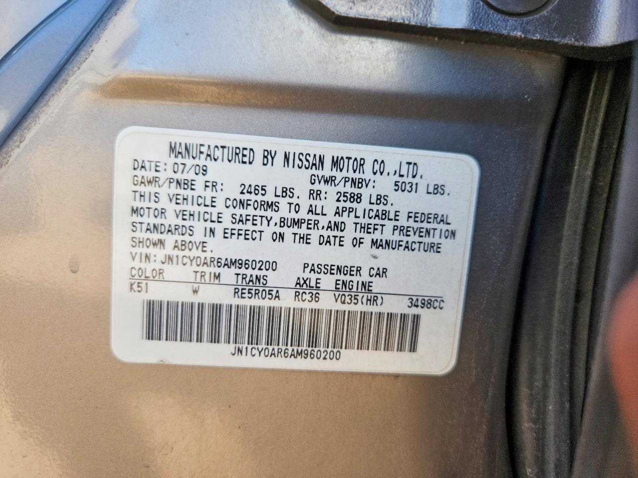 2010 Infiniti M35 X Gray vin: JN1CY0AR6AM960200