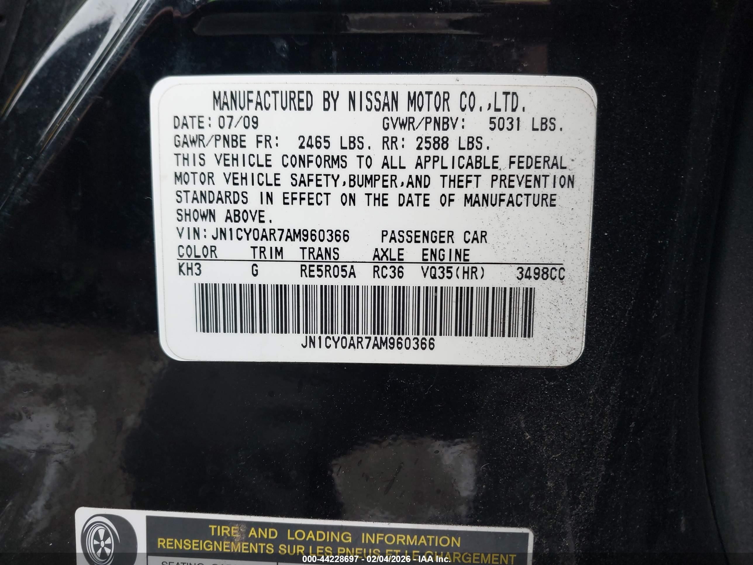 2010 Infiniti M35x   Black vin: JN1CY0AR7AM960366