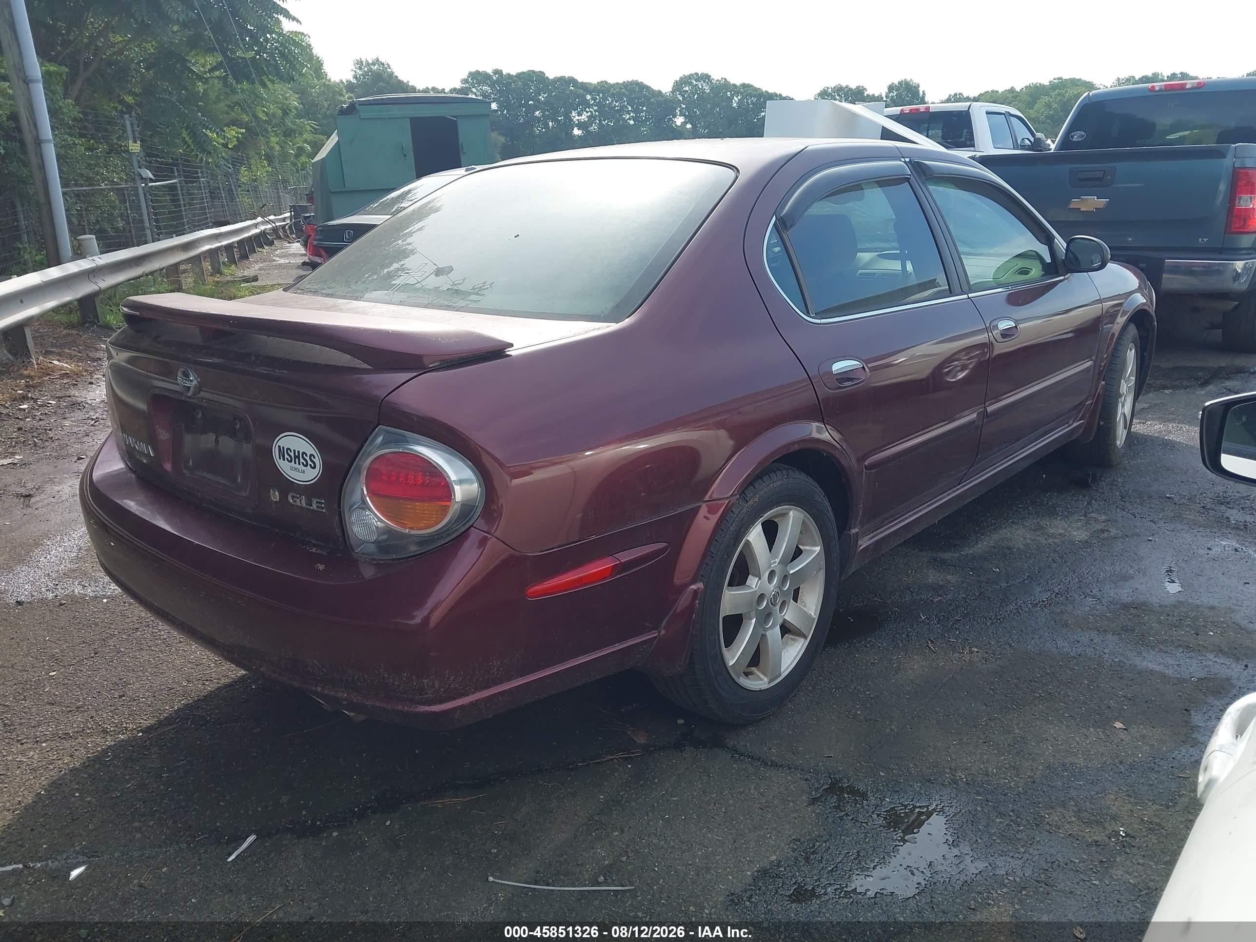 2003 Nissan Maxima Gle Maroon vin: JN1DA31A73T407004