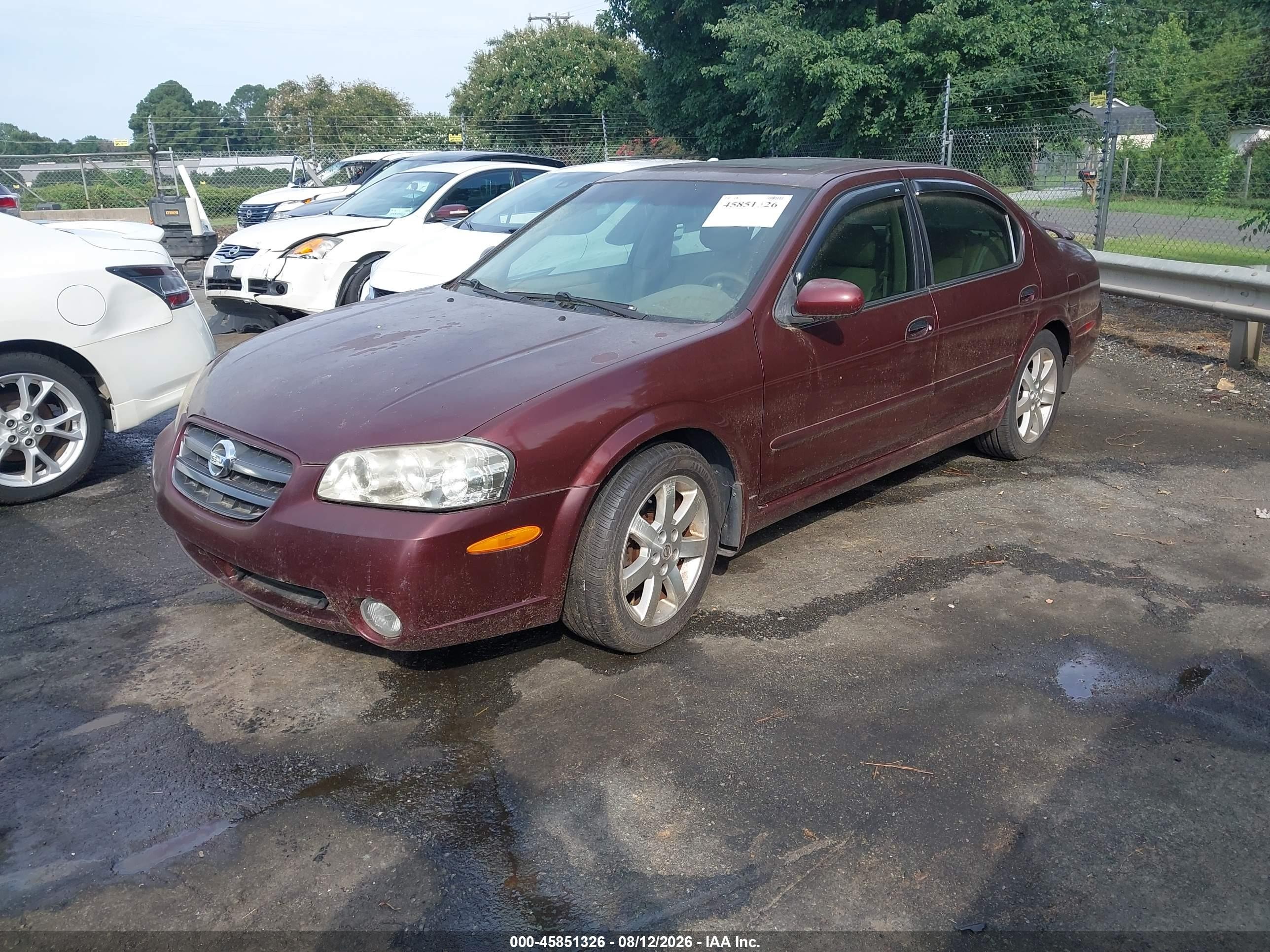 2003 Nissan Maxima Gle Maroon vin: JN1DA31A73T407004