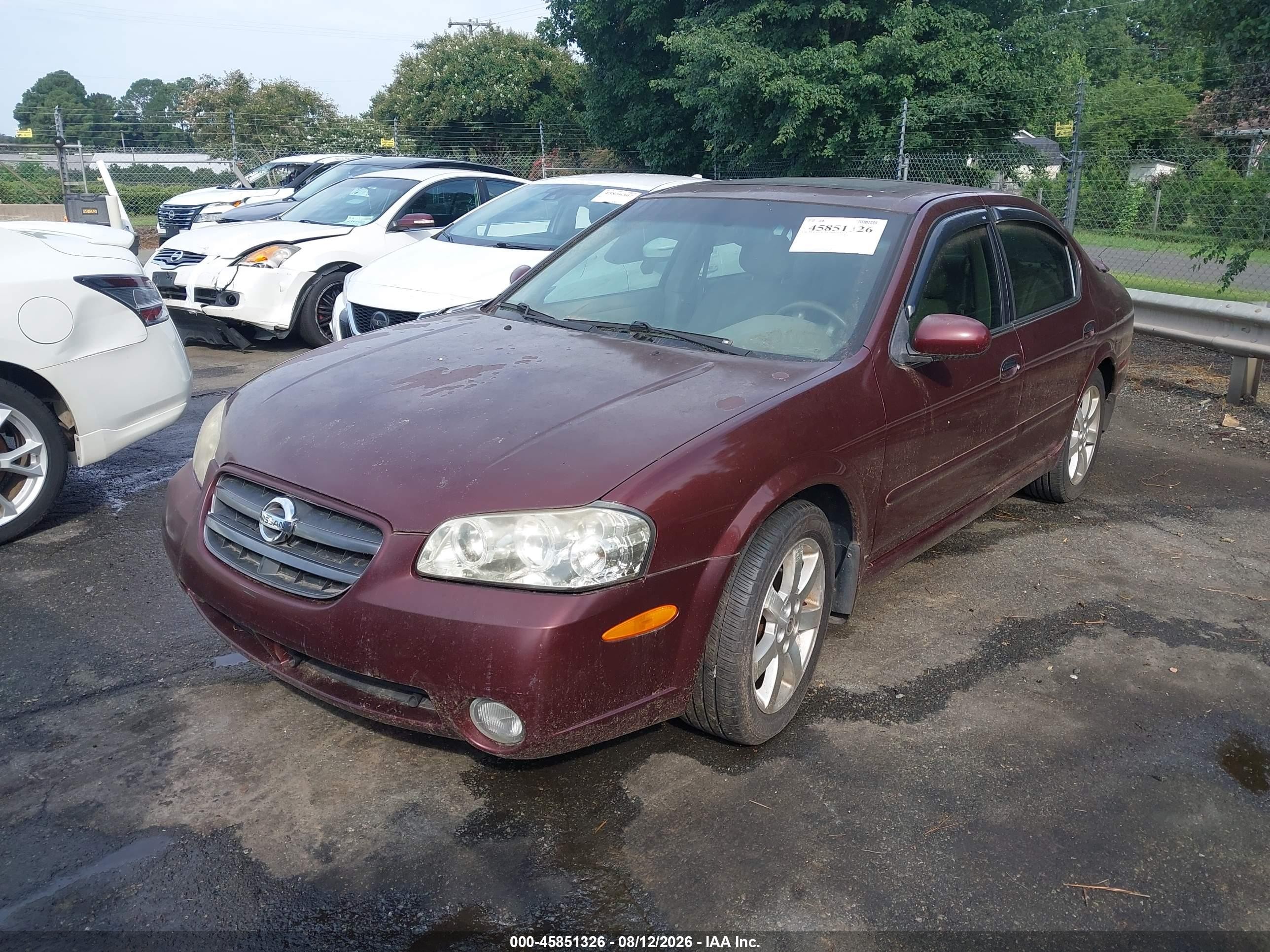 2003 Nissan Maxima Gle Maroon vin: JN1DA31A73T407004