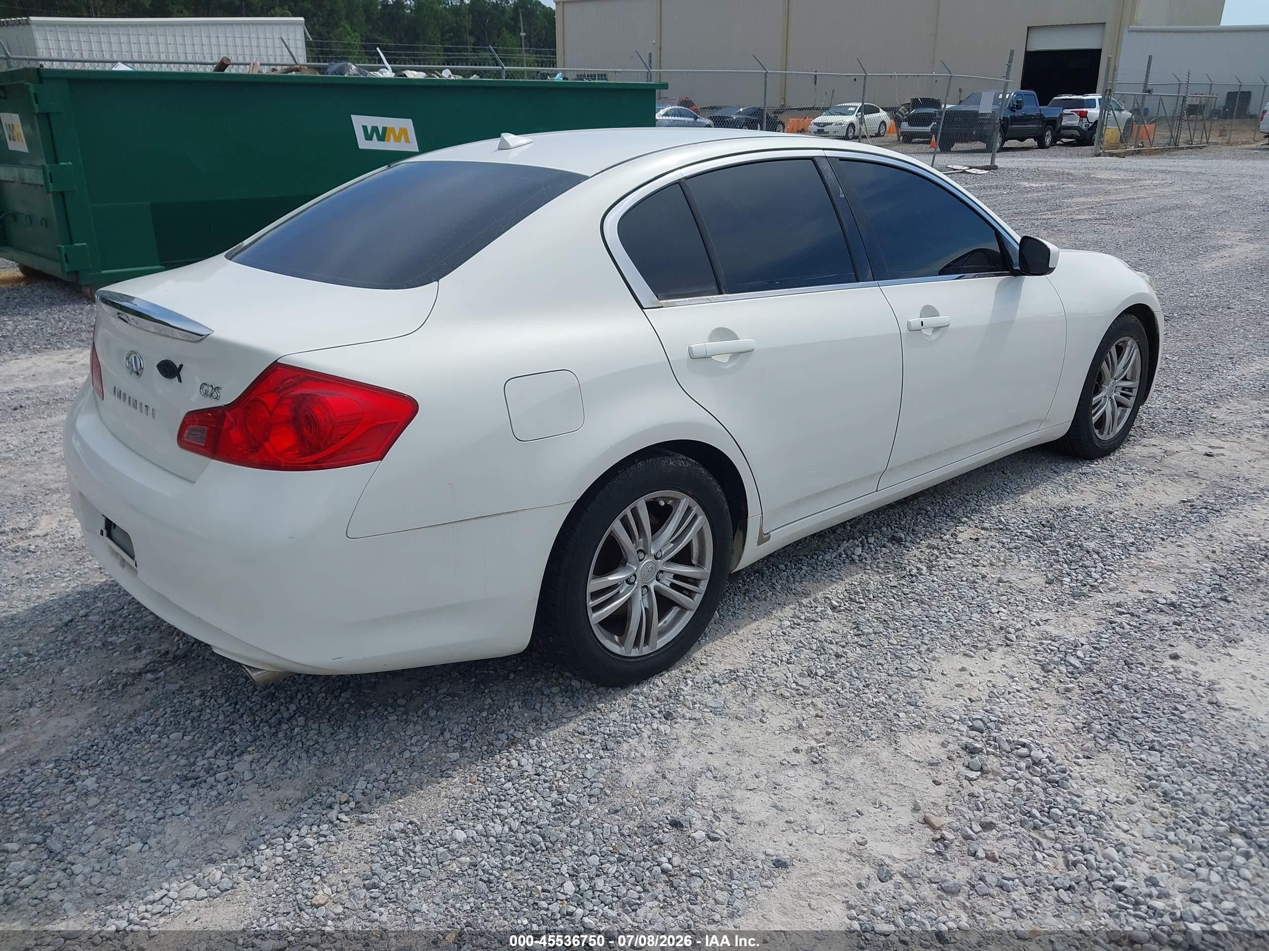 2011 Infiniti G25 Journey White vin: JN1DV6AP3BM830794