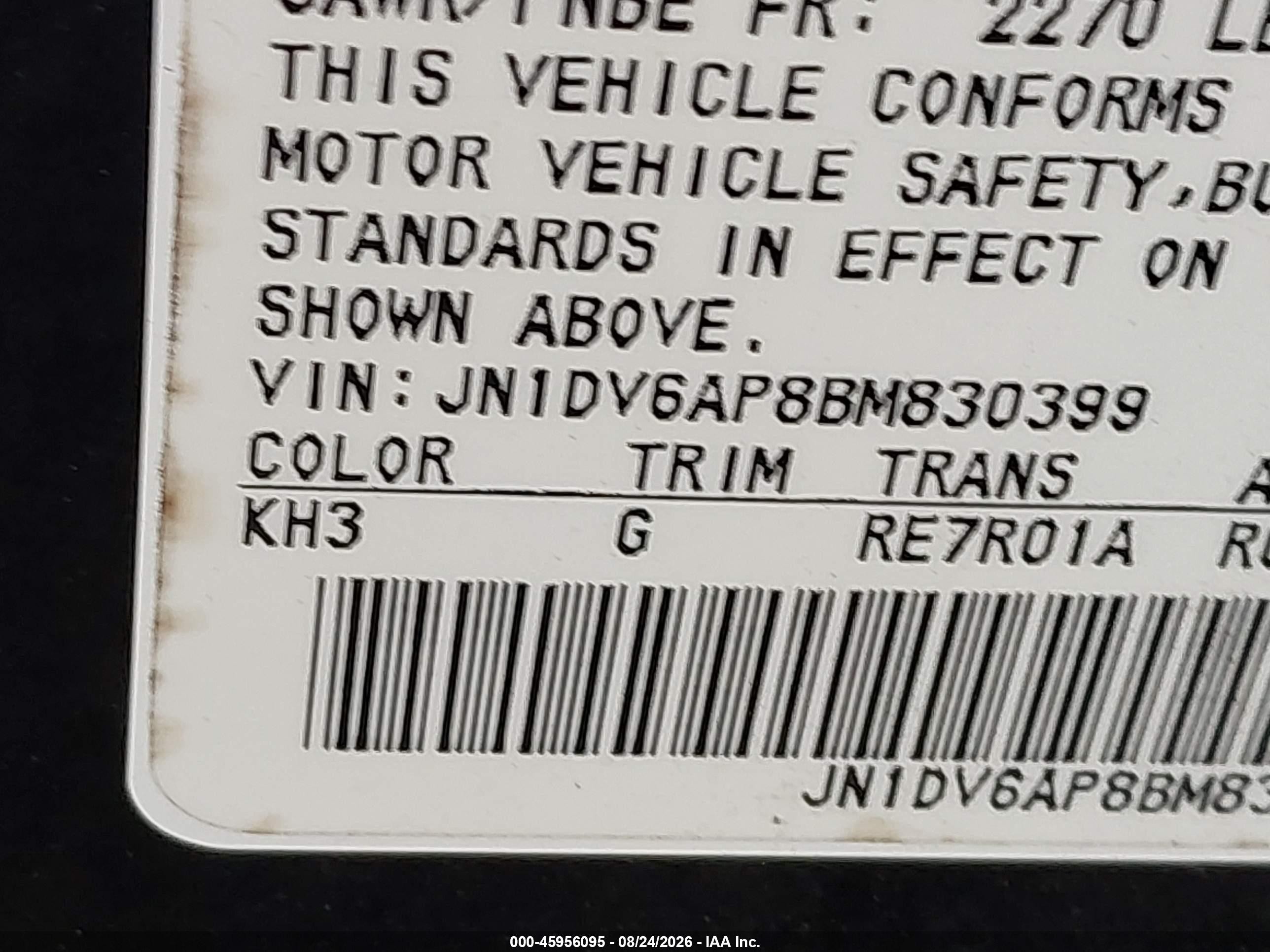 2011 Infiniti G25 Journey Черный vin: JN1DV6AP8BM830399