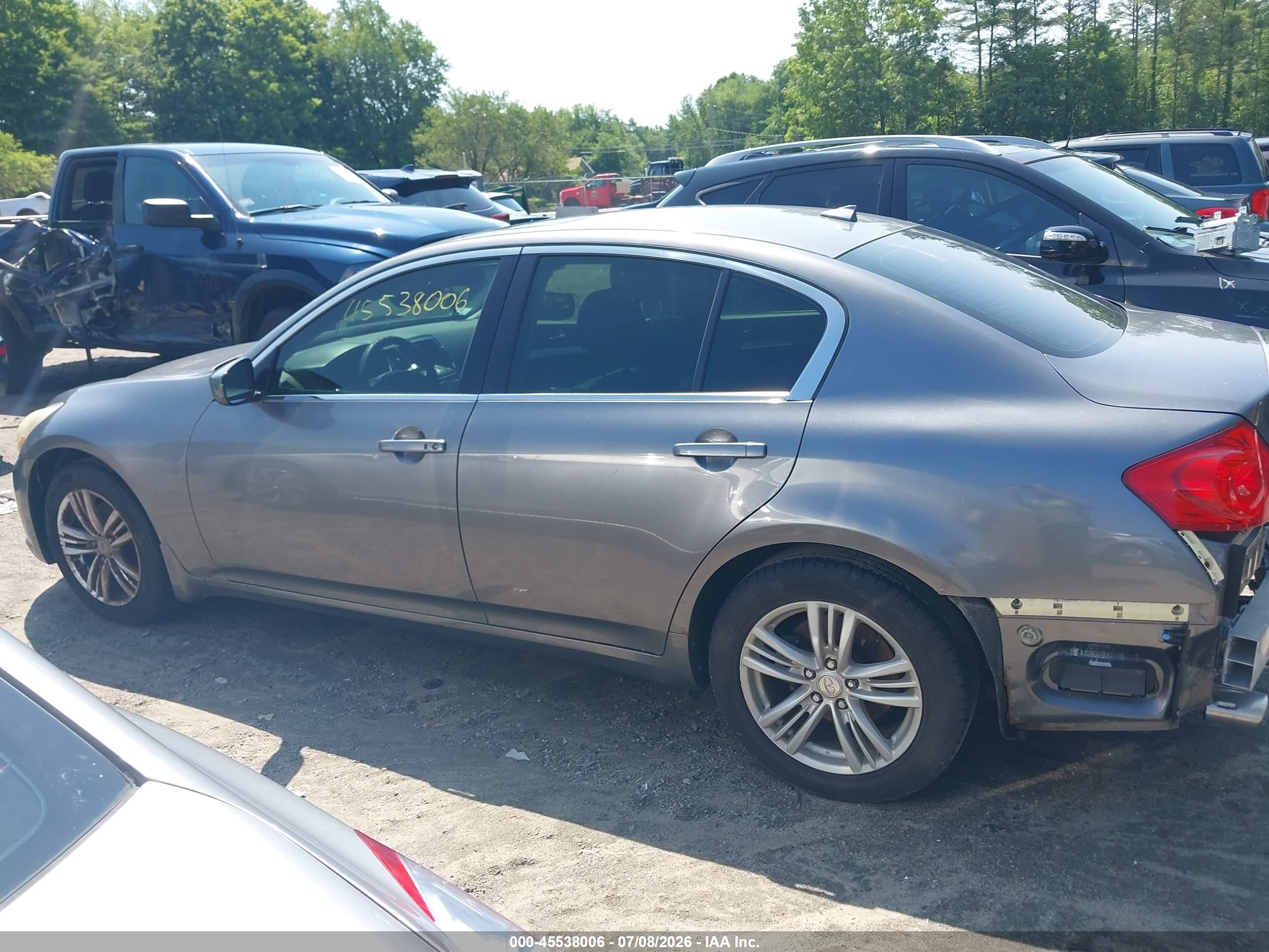 2012 Infiniti G25x   Gray vin: JN1DV6AR1CM861755