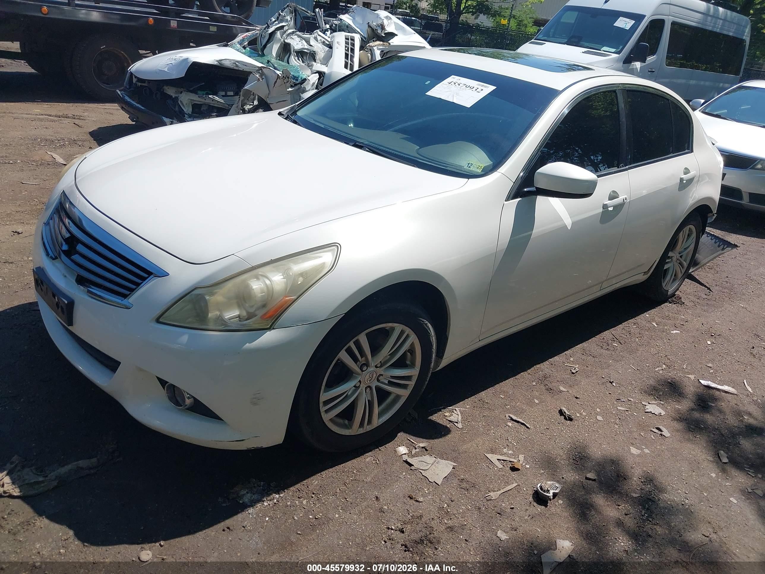 2012 Infiniti G25x White vin: JN1DV6AR2CM860520