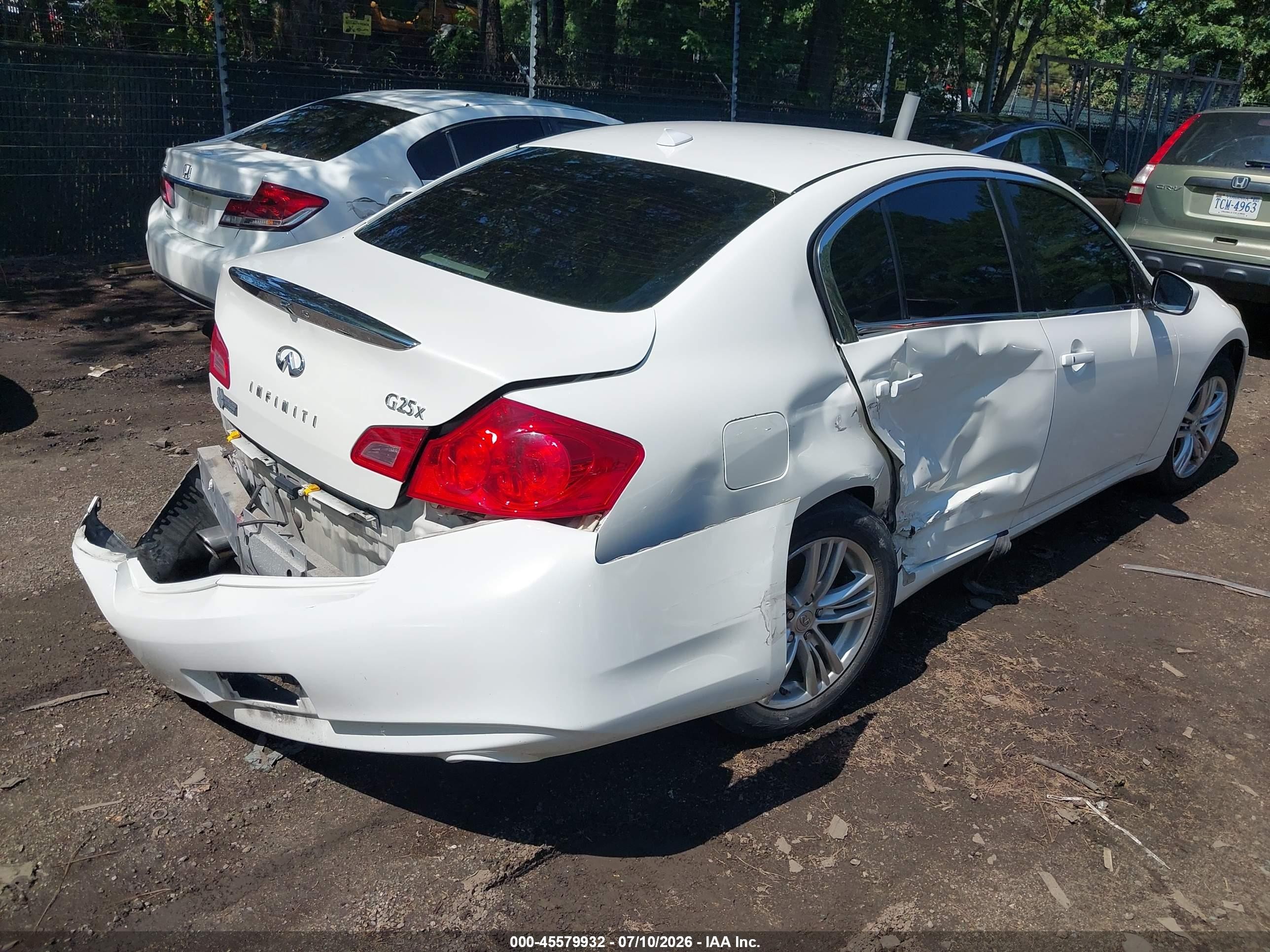 2012 Infiniti G25x White vin: JN1DV6AR2CM860520