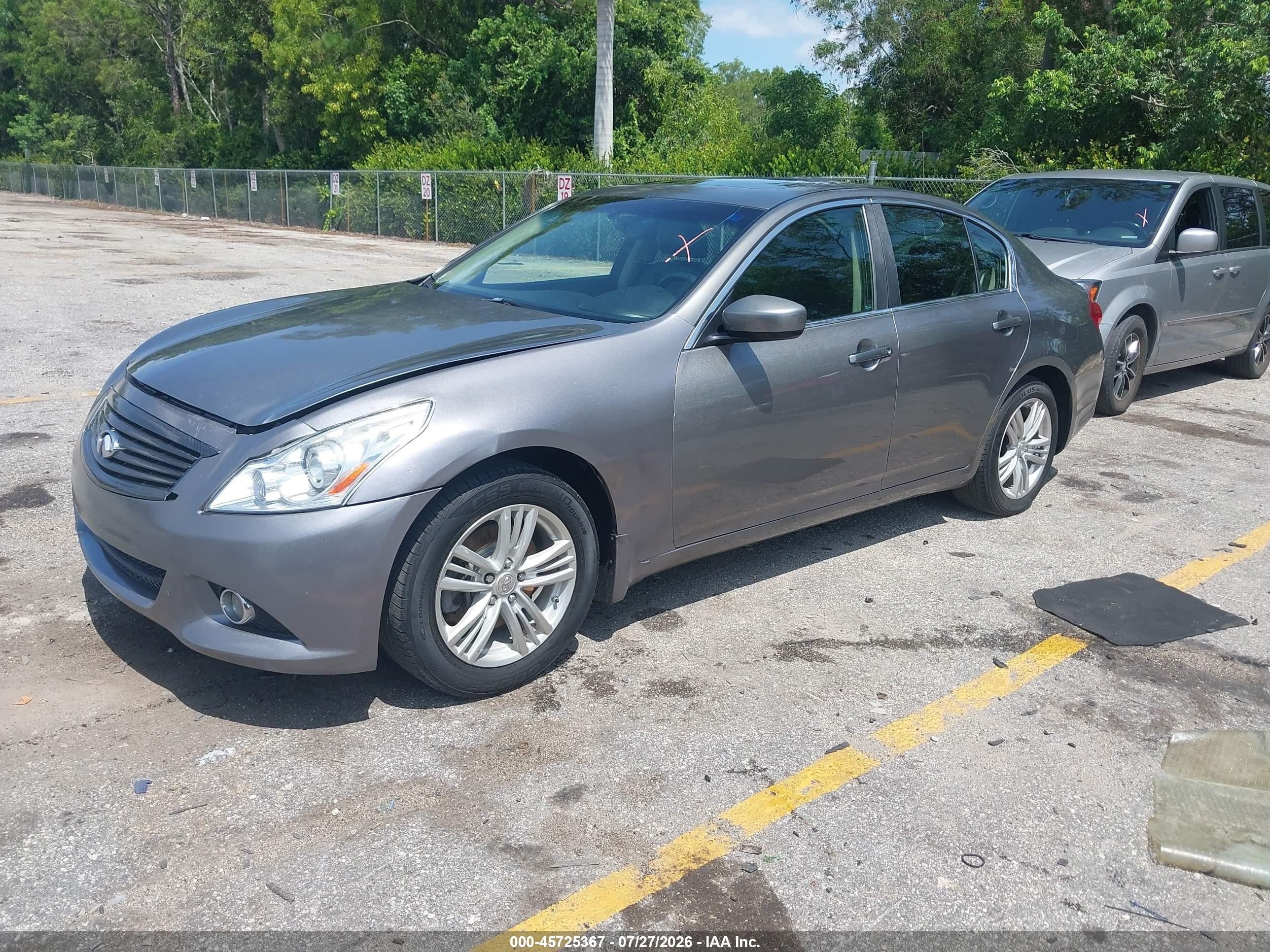 2012 Infiniti G25x   Gray vin: JN1DV6AR3CM862471