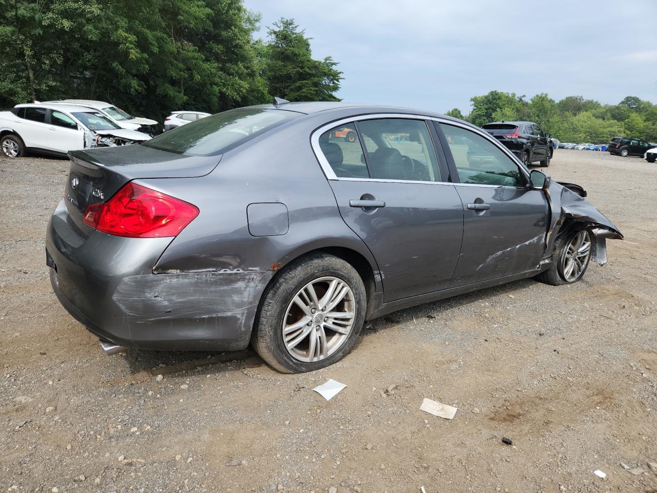 2012 Infiniti G25 Sedan X Серебряный vin: JN1DV6AR5CM862102 Damage: Right Qtr Panel, Severe Damage, Replacement Required