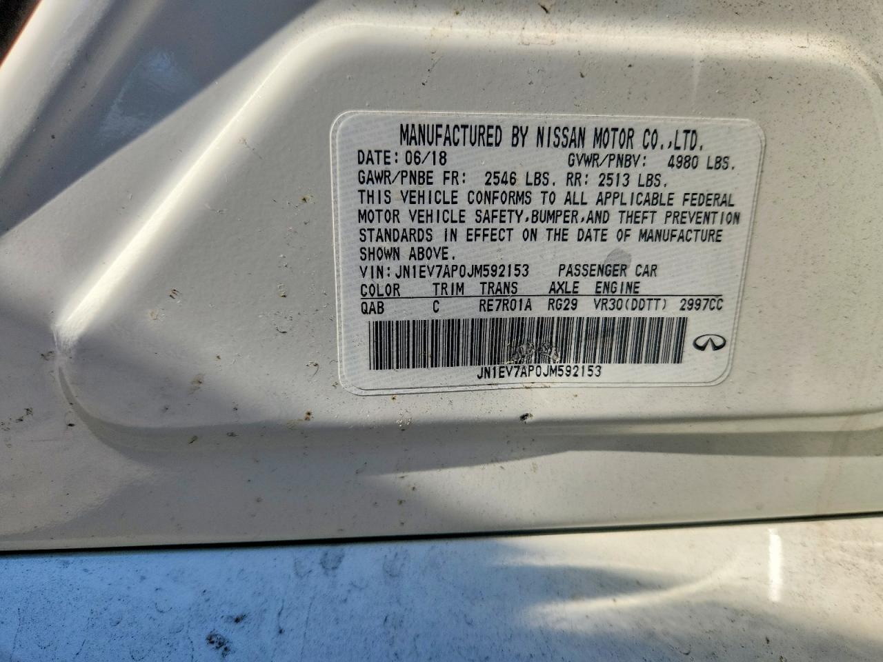 2018 Infiniti Q50 3.0t Luxe White vin: JN1EV7AP0JM592153