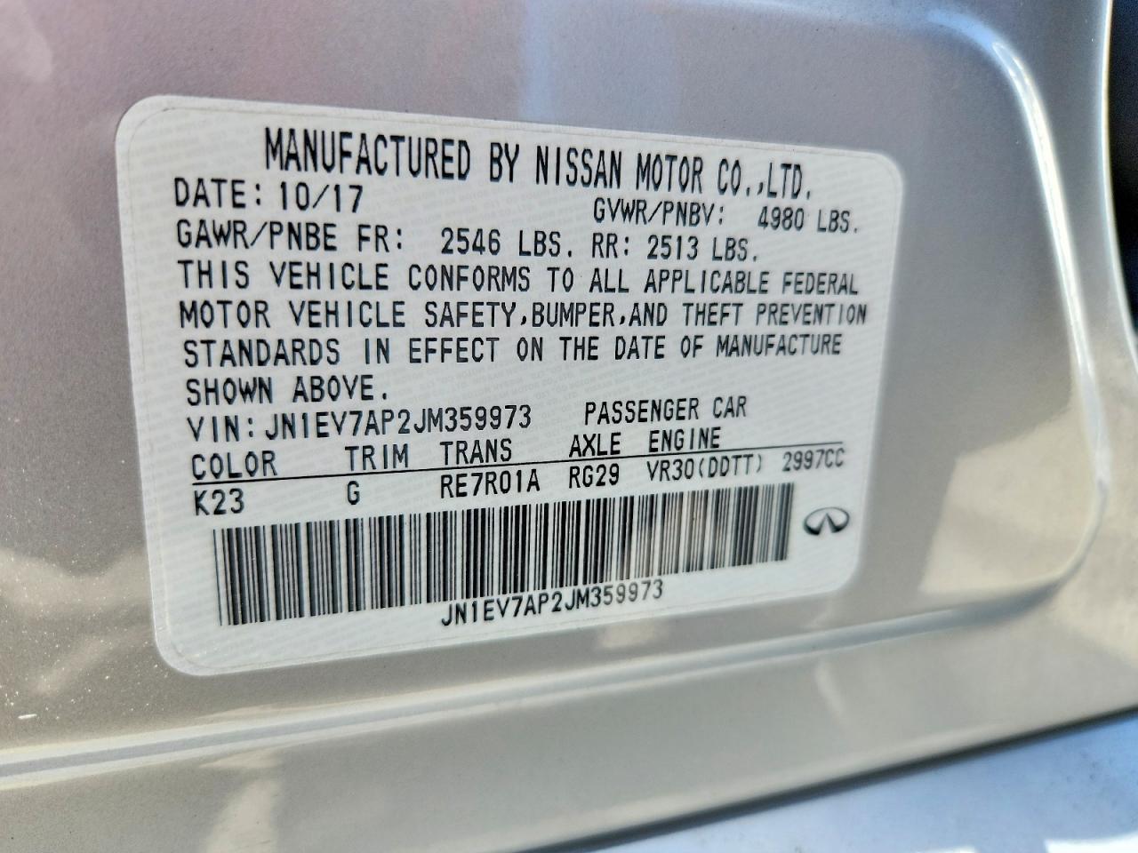 2018 Infiniti Q50 3.0t Sport Silver vin: JN1EV7AP2JM359973
