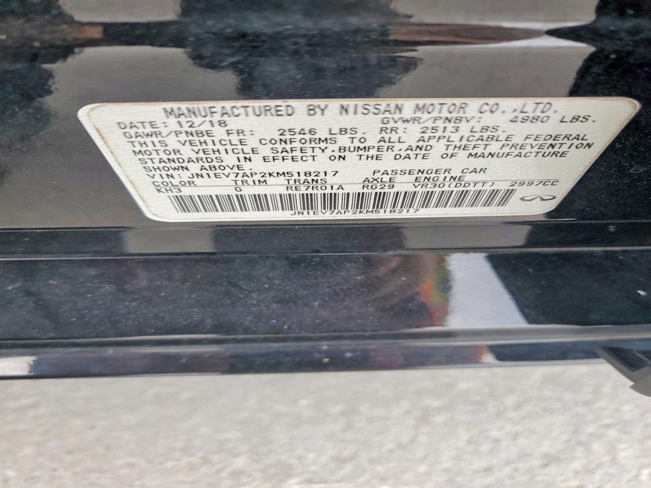 2019 Infiniti Q50 3.0t Luxe Black vin: JN1EV7AP2KM518217