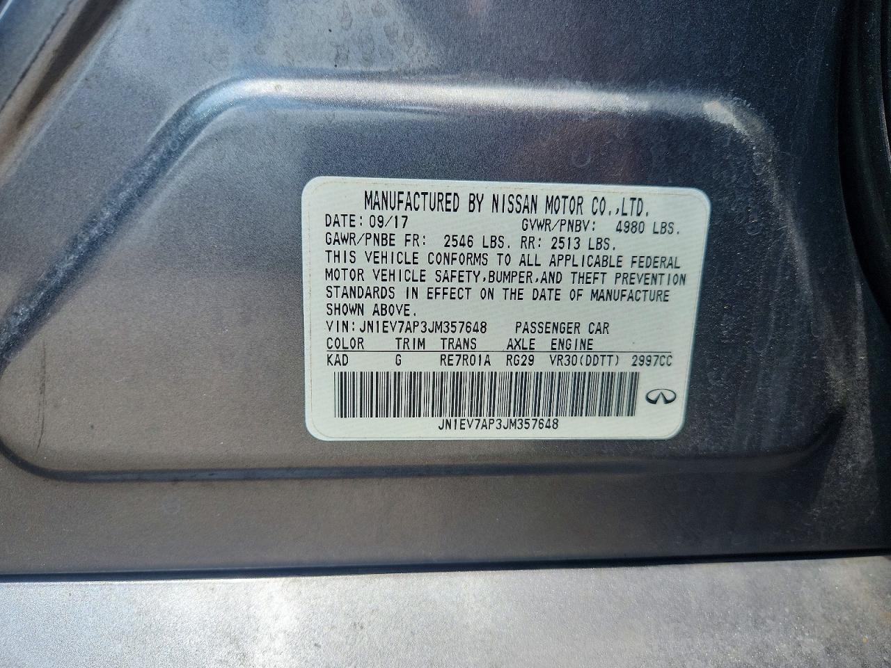 2018 Infiniti Q50 3.0t Luxe Gray vin: JN1EV7AP3JM357648
