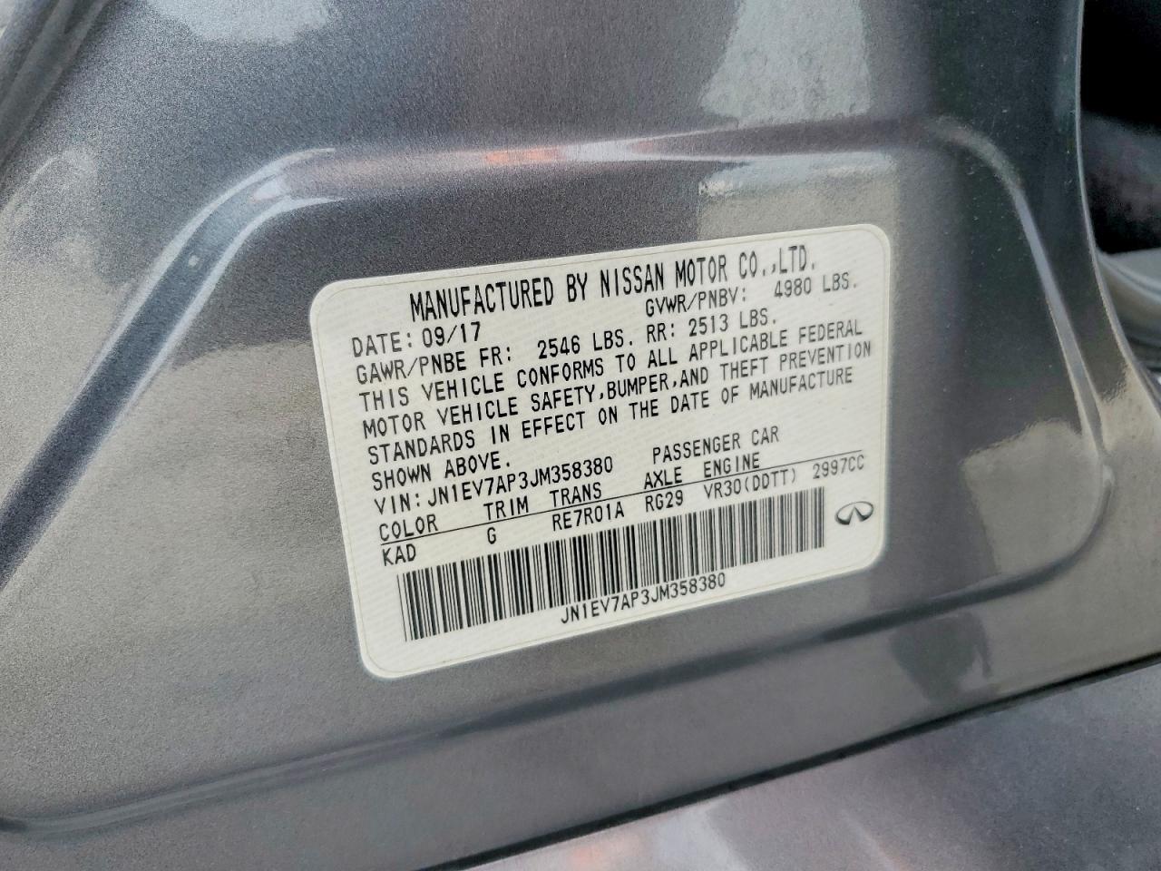 2018 Infiniti Q50 3.0t Luxe Gray vin: JN1EV7AP3JM358380