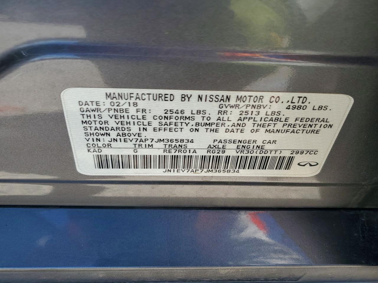 2018 Infiniti Q50 3.0t Luxe Charcoal vin: JN1EV7AP7JM365834