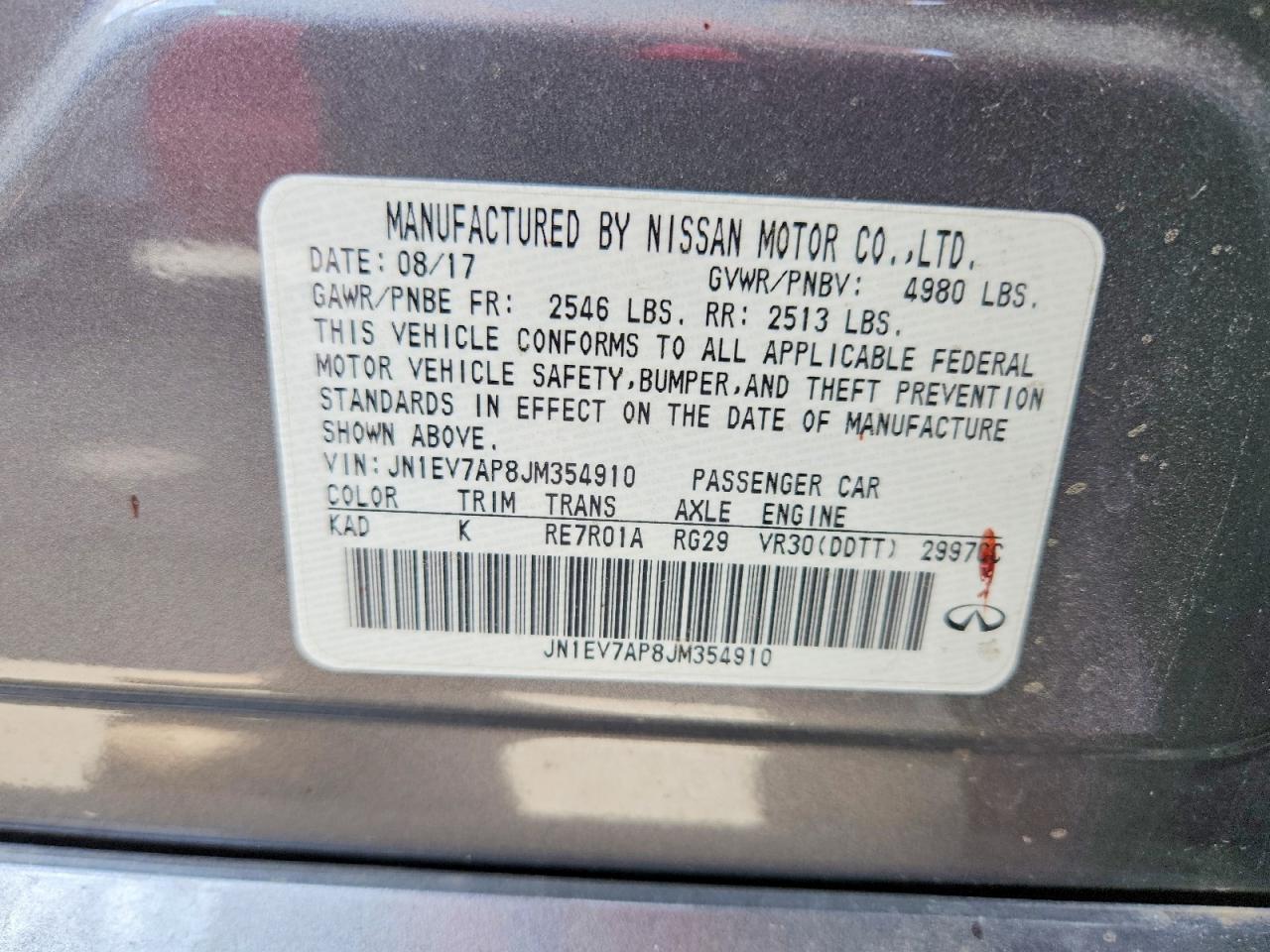 2018 Infiniti Q50 3.0t Luxe Gray vin: JN1EV7AP8JM354910