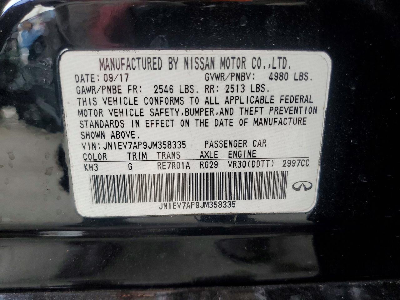 2018 Infiniti Q50 3.0t Luxe Черный vin: JN1EV7AP9JM358335