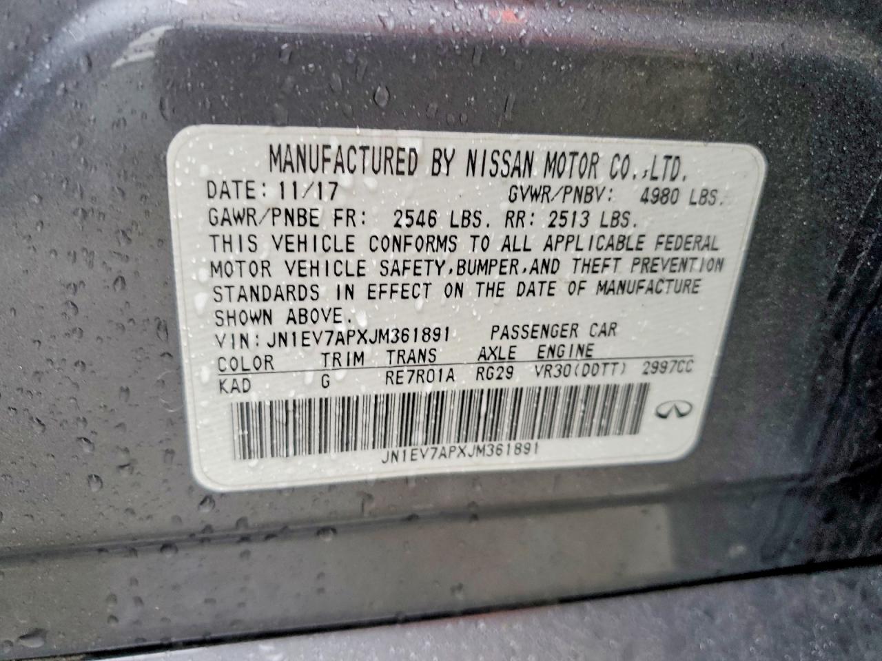 2018 Infiniti Q50 3.0t Luxe Charcoal vin: JN1EV7APXJM361891