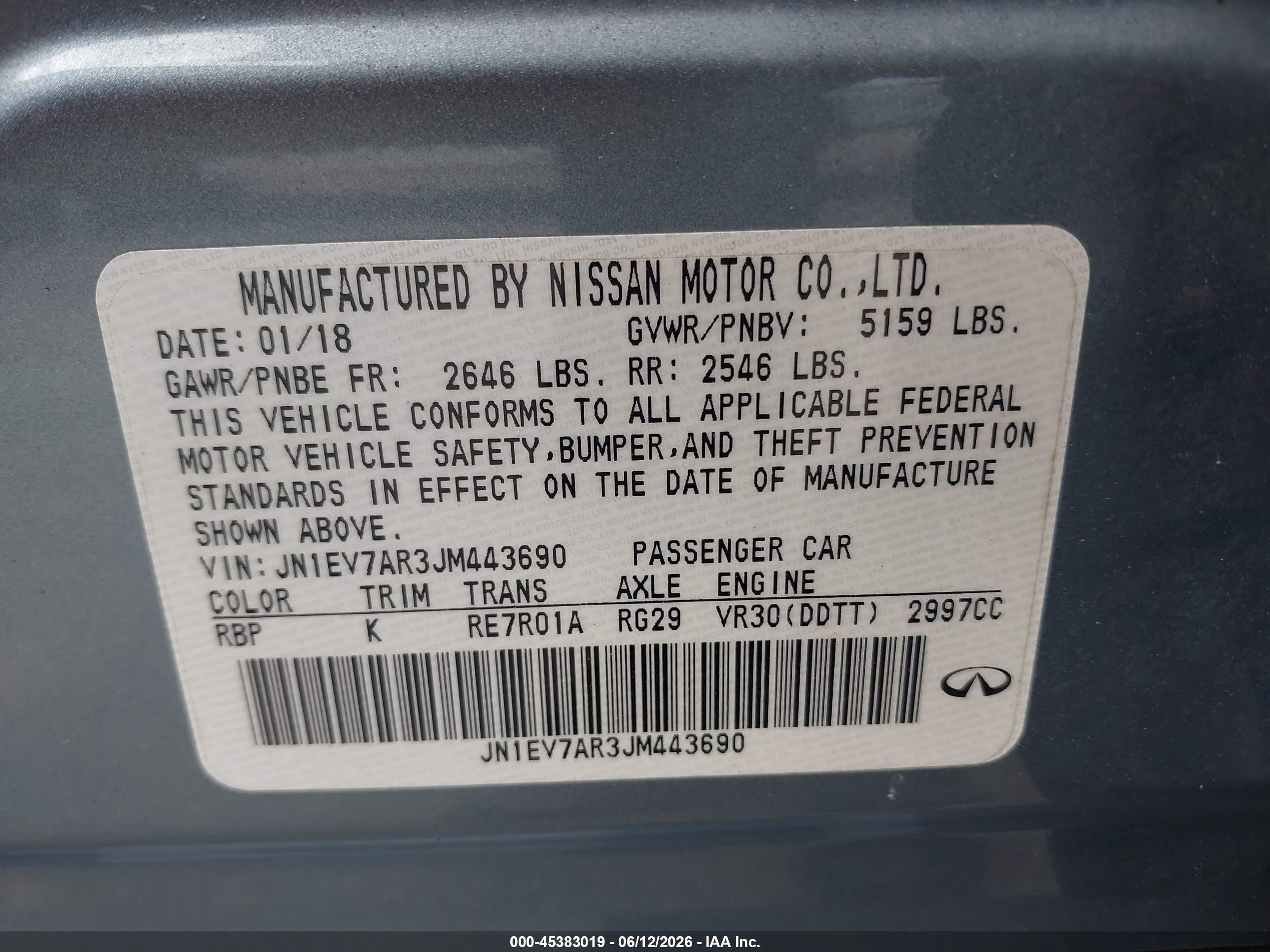 2018 Infiniti Q50 3.0t Luxe Blue vin: JN1EV7AR3JM443690